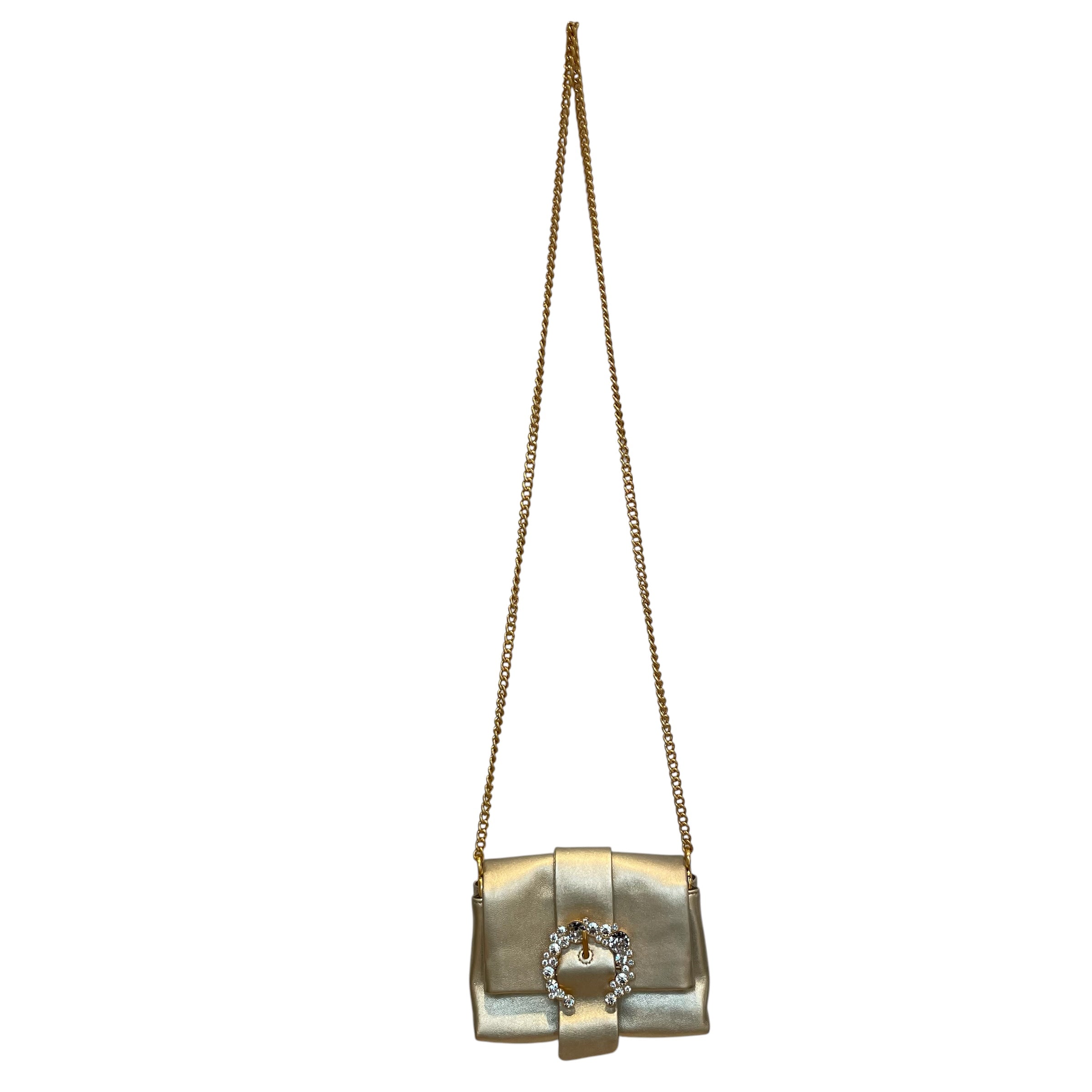 TORY BURCH/Cross Body Bag/Glitter/Leather/GLD/CRYSTAL GEM/GLD STRAP view 1