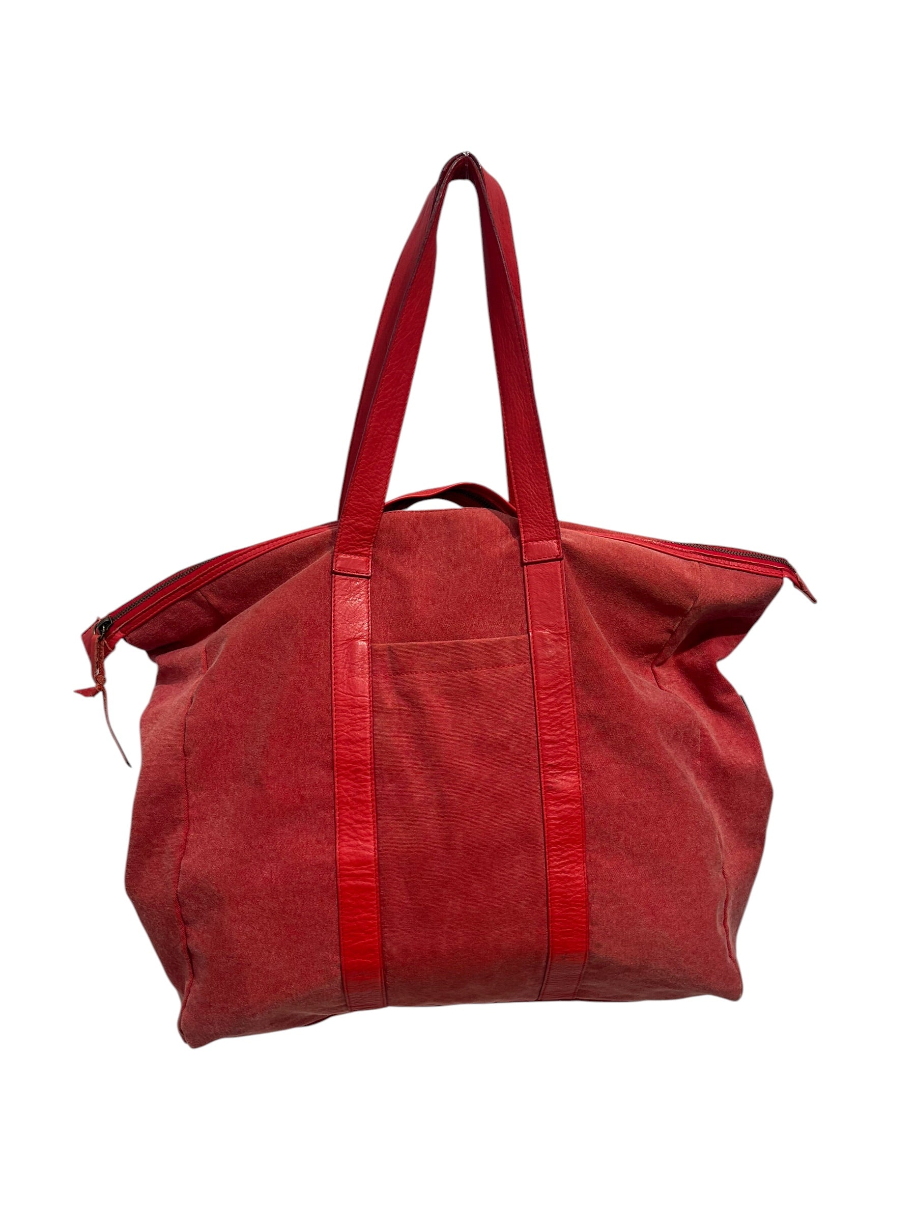 MM6/Tote Bag/Cotton/RED/LEATHER HANDLES view 2