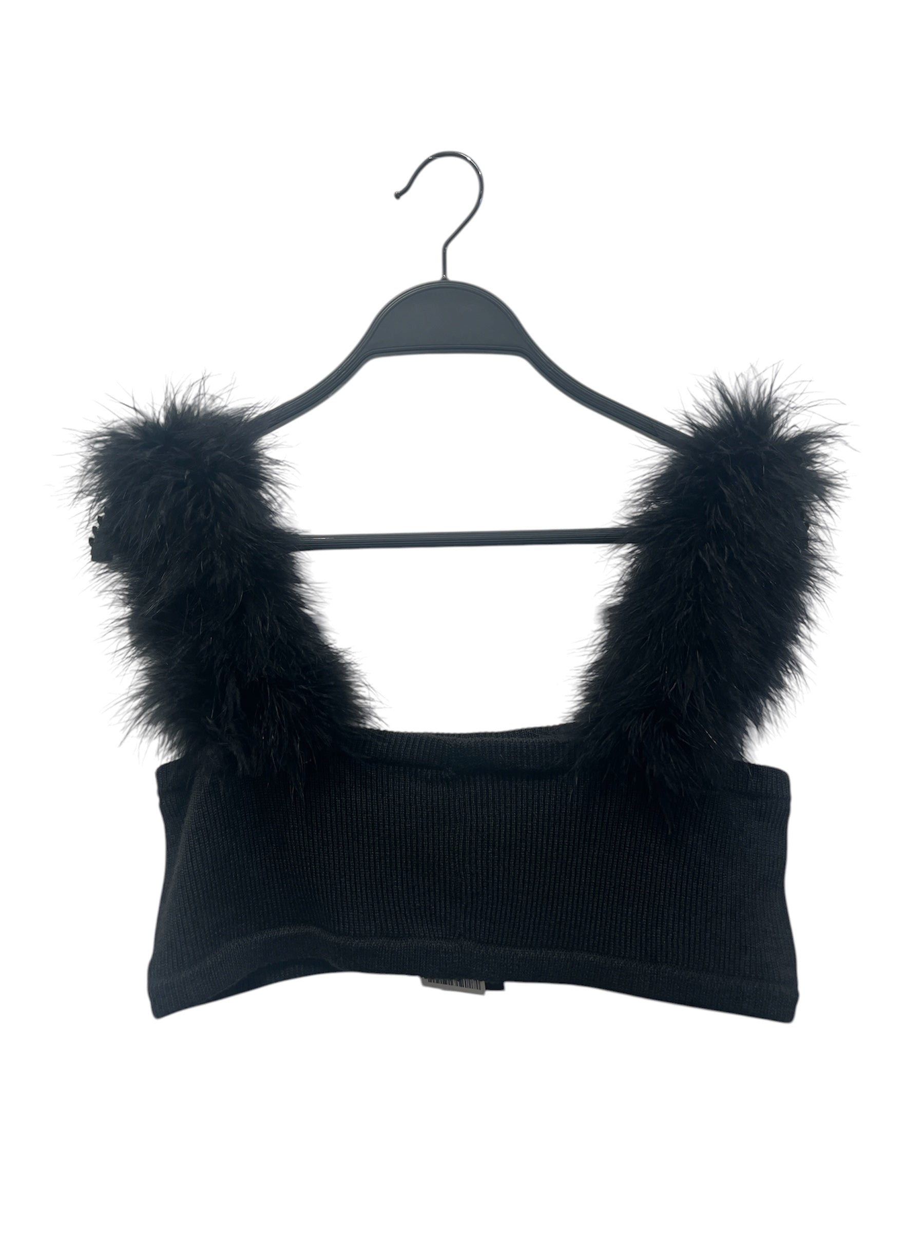 Magda Butrym /Blouse/40/Wool/BLK/Feather Trimmed wool blend view 2