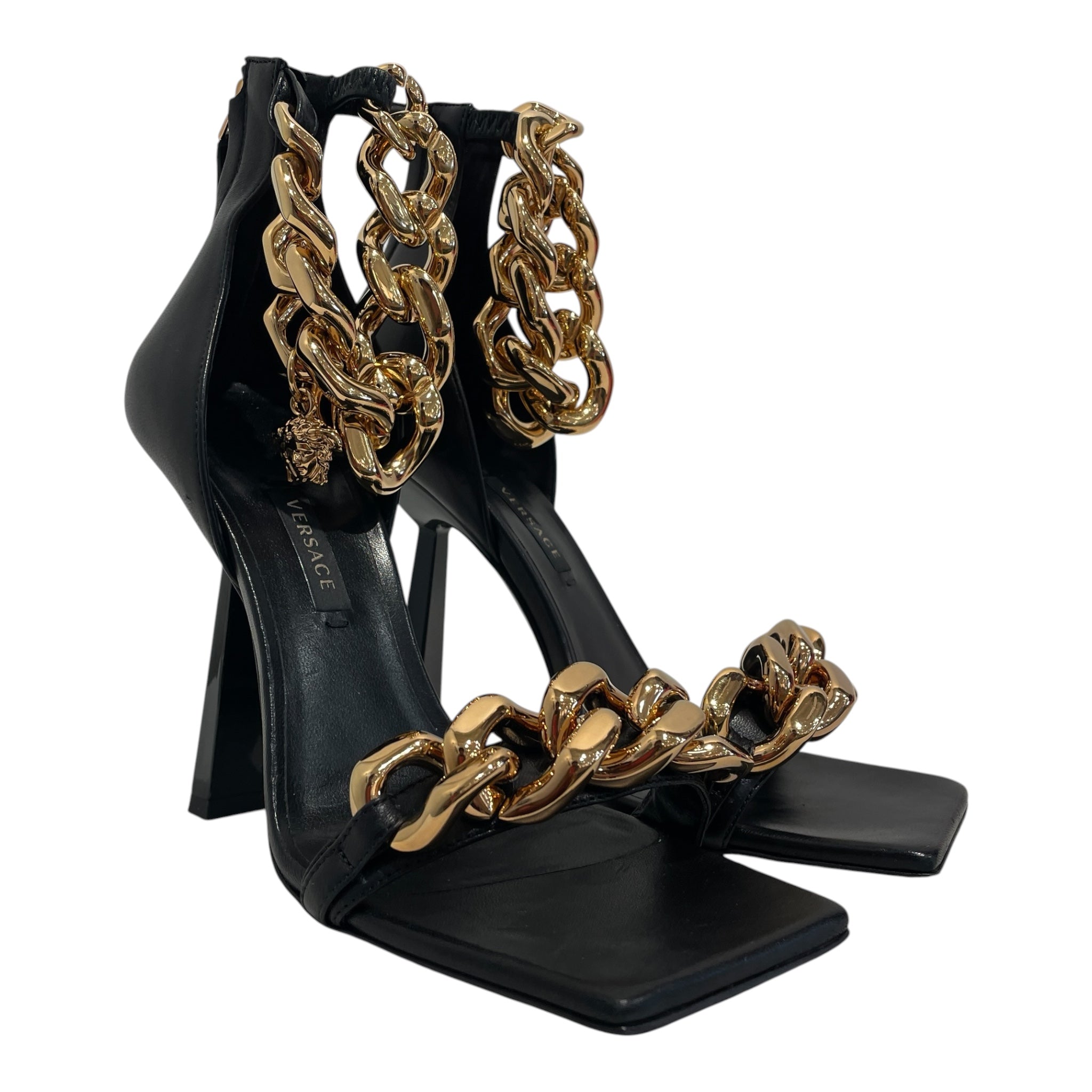 VERSACE/Heels/EU 36.5/Leather/BLK/MEDUSA CHAIN view 1