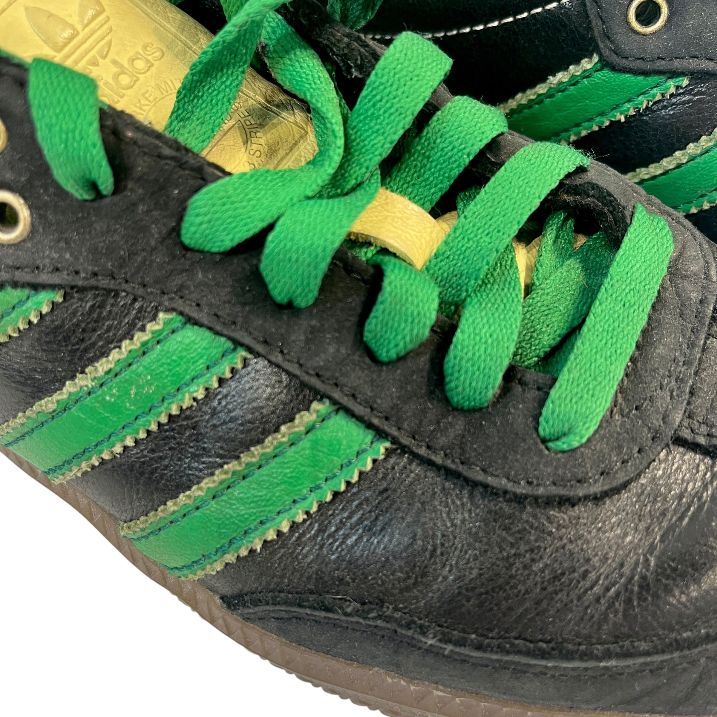 adidas/WALES BONNER/Low-Sneakers/US 10/Stripe/Leather/BLK/U-Tip/SAMBAS GREEN STRIPES view 5
