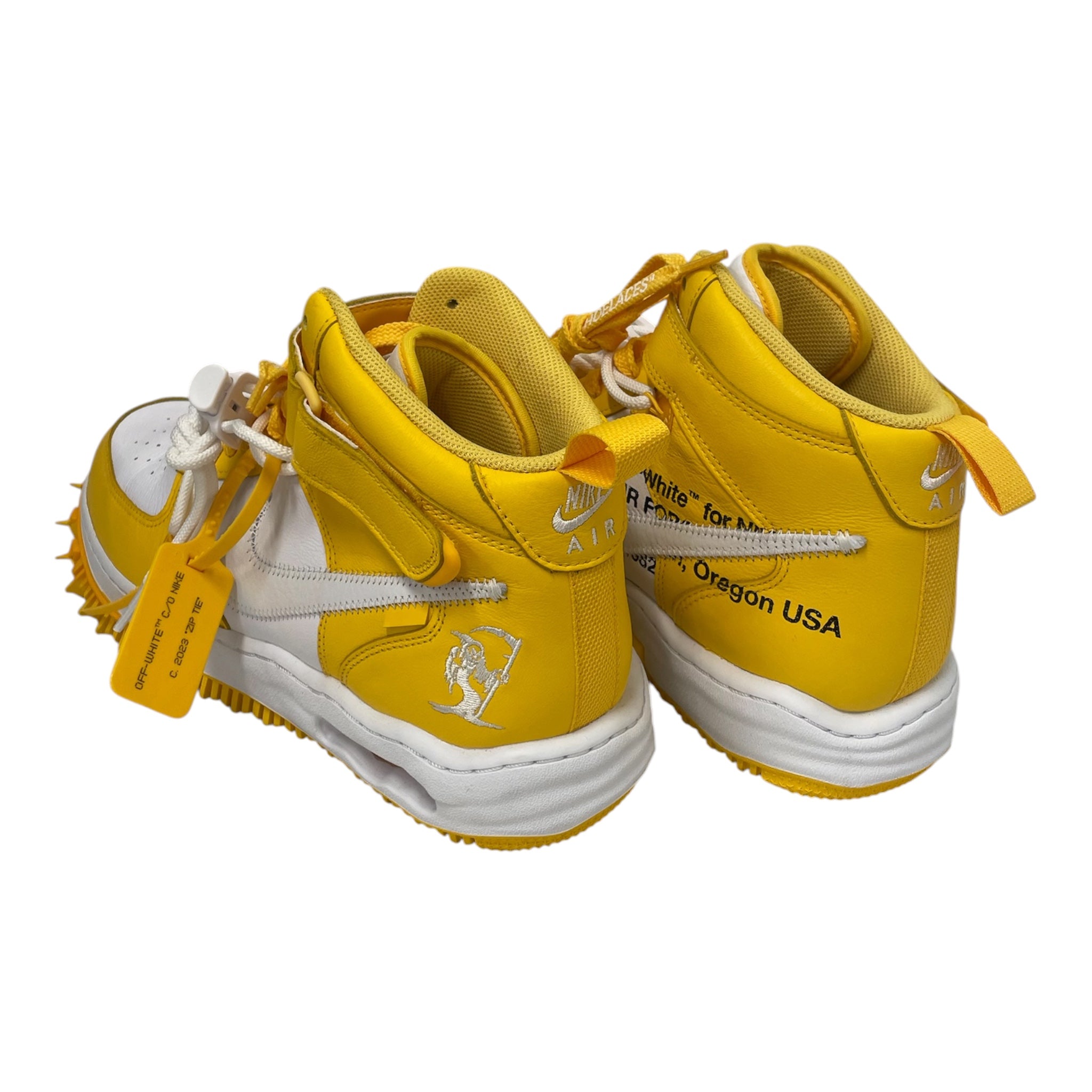 NIKE/OFF-WHITE/Hi-Sneakers/US 11.5/Leather/YEL/Air force high top view 2