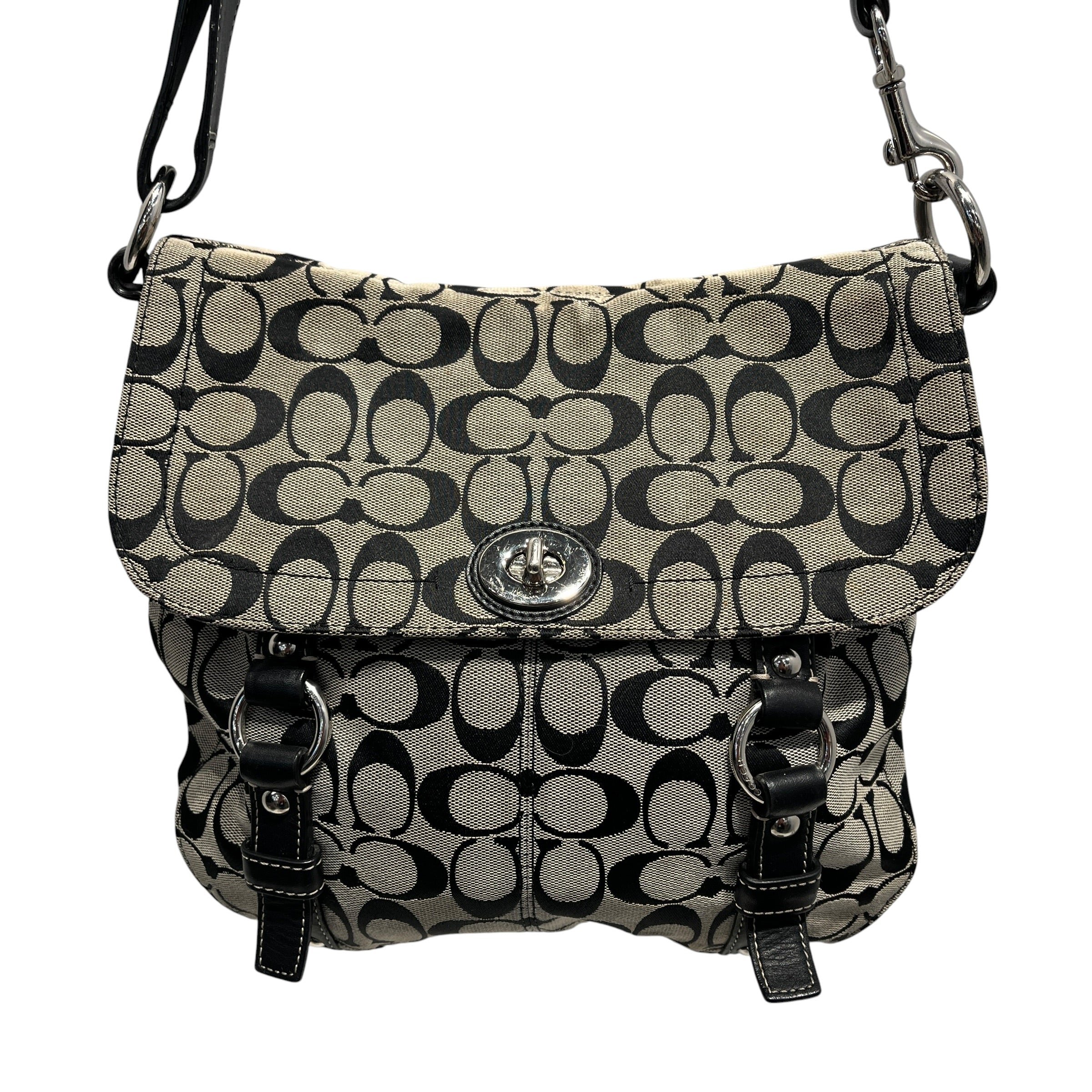COACH/Hand Bag/All Over Print/Leather/BLK/signature chelsea messenger view 20