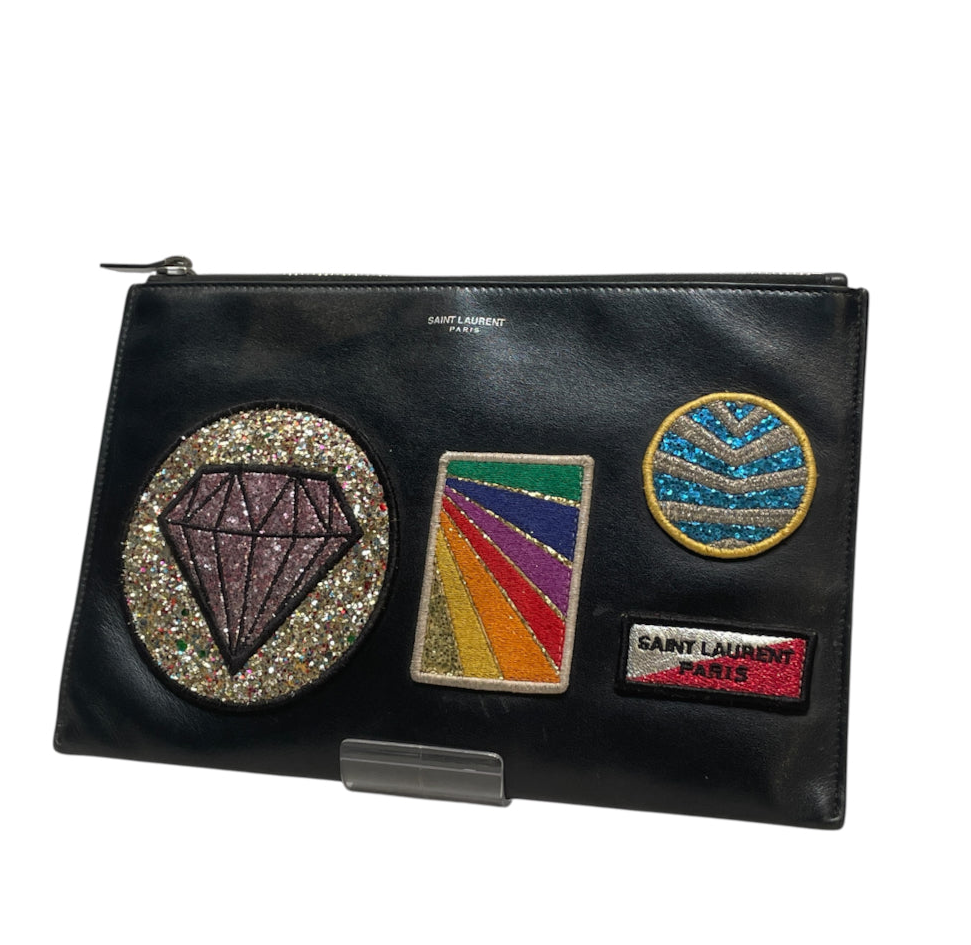 SAINT LAURENT/Pouch/Leather/BLK/pink diamond patch view 7