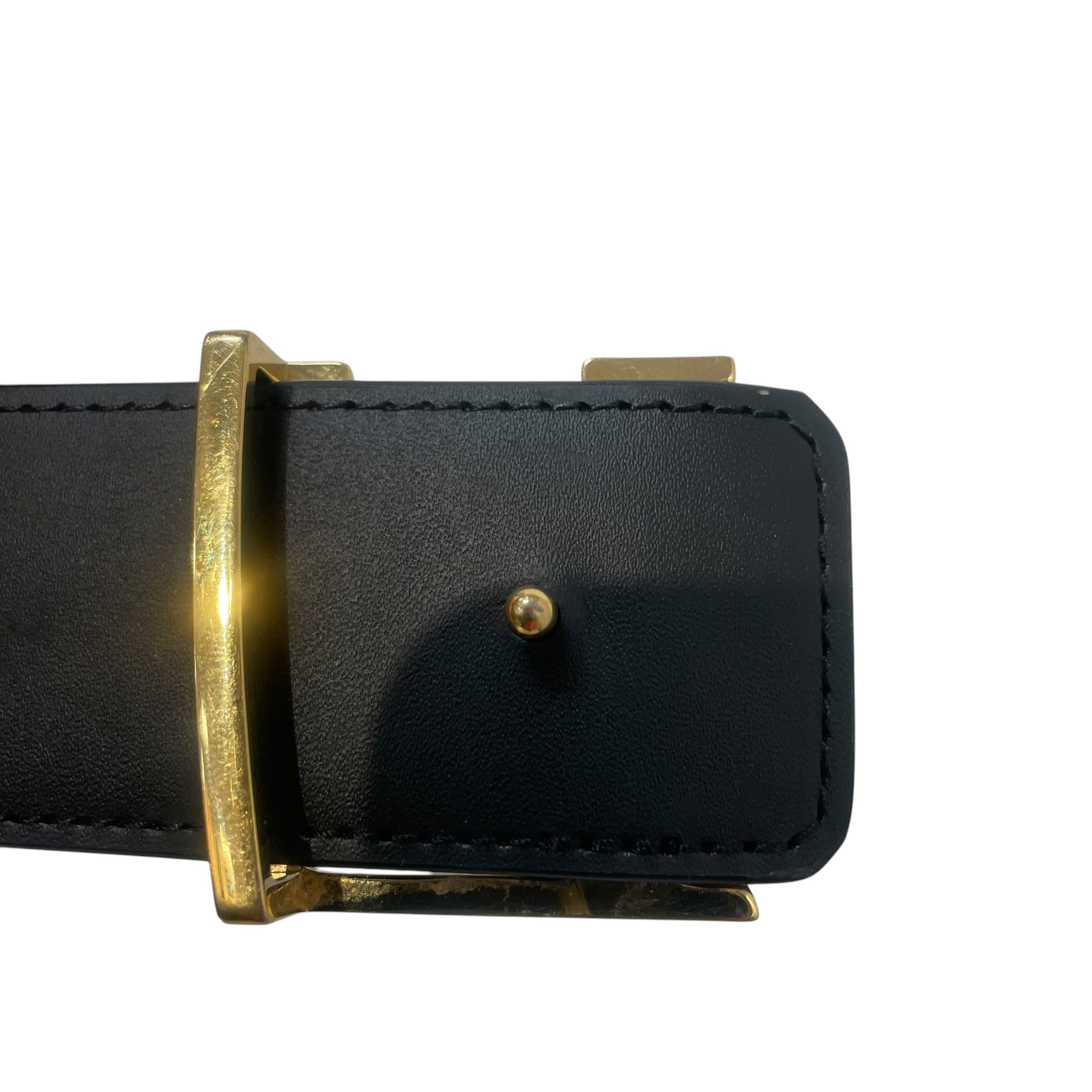 LOUIS VUITTON/Belt/Monogram/Leather/BRW/LV Initials Reversable view 3