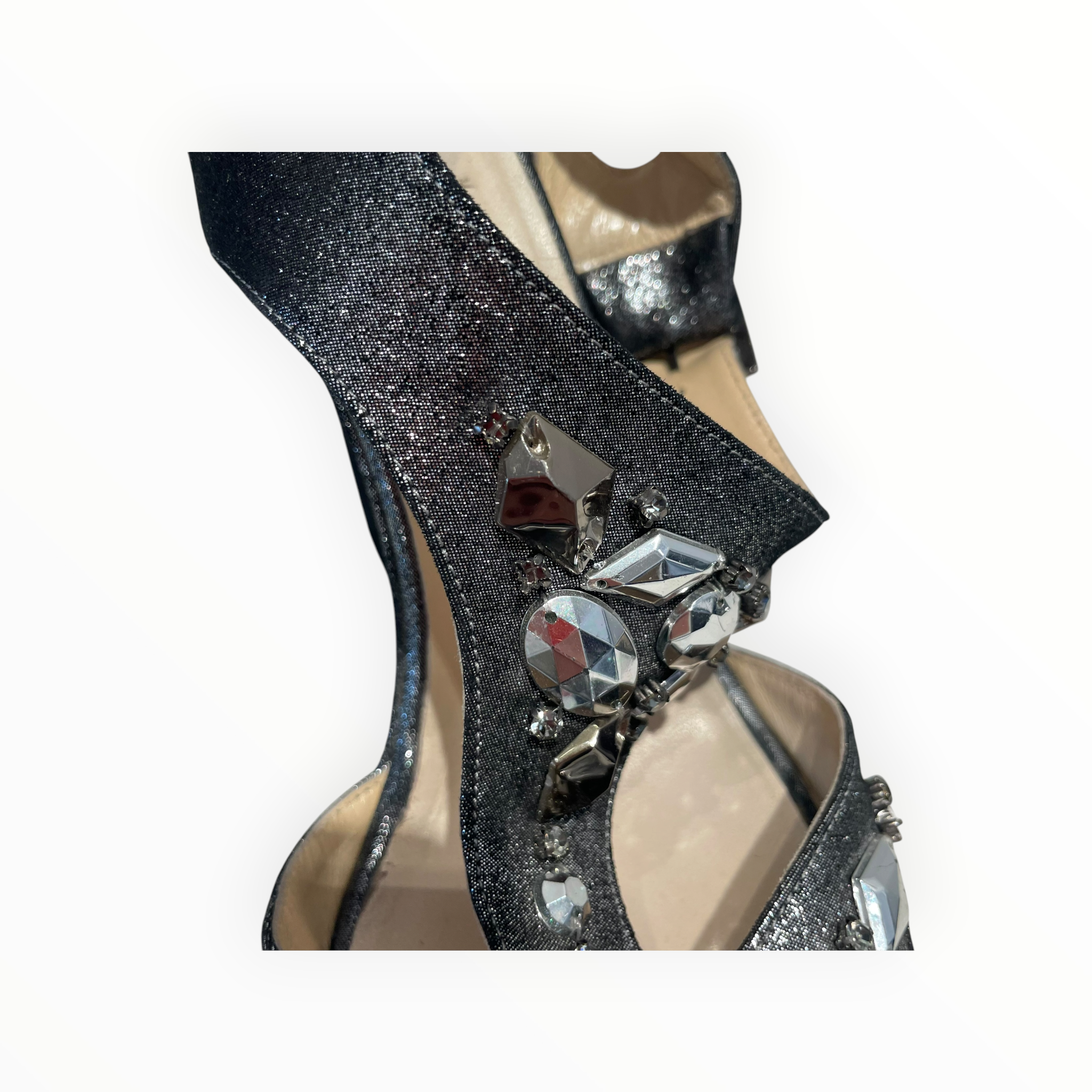 JIMMY CHOO/Heels/US 7/Leather/SLV/Jeweled Wedge heels view 7