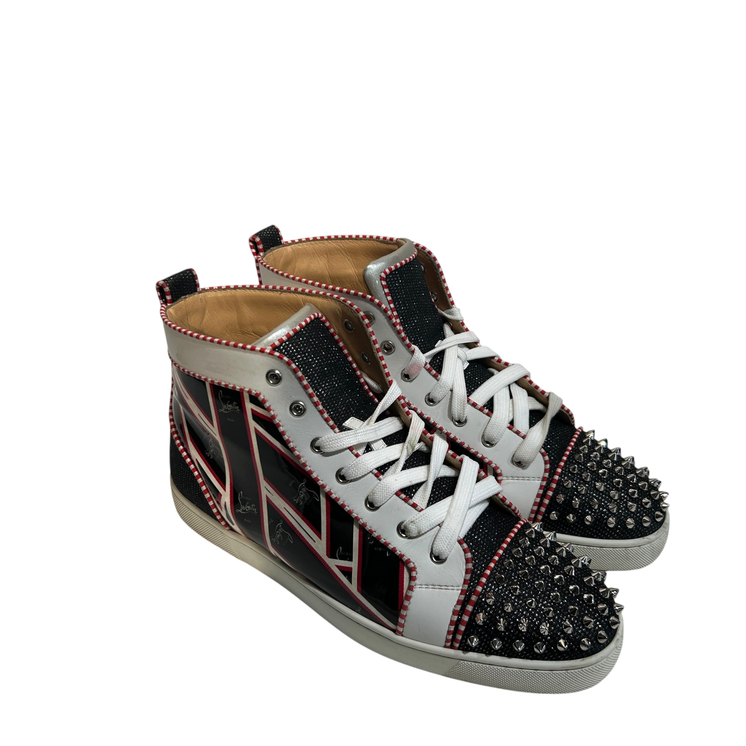 Christian Louboutin/Hi-Sneakers/US 13/All Over Print/Leather/BLK/Spiked High Sneakers Orlato view 1