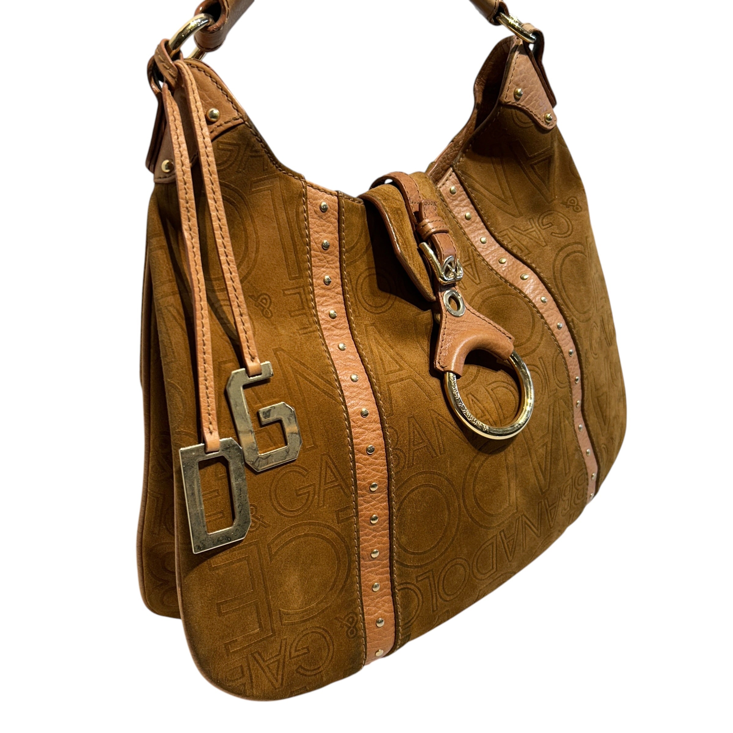 DOLCE&GABBANA/Tote Bag/Suede/BEG/D&G keychain view 6