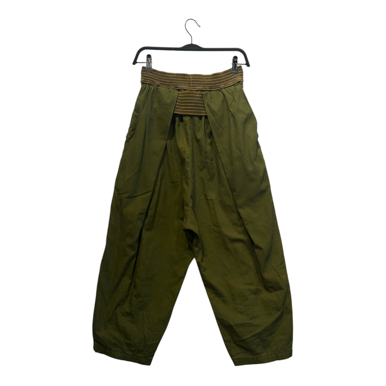 KAPITAL/Cropped Pants/2/Cotton/GRN/High-waisted/stripe waist jumbo pant view 2
