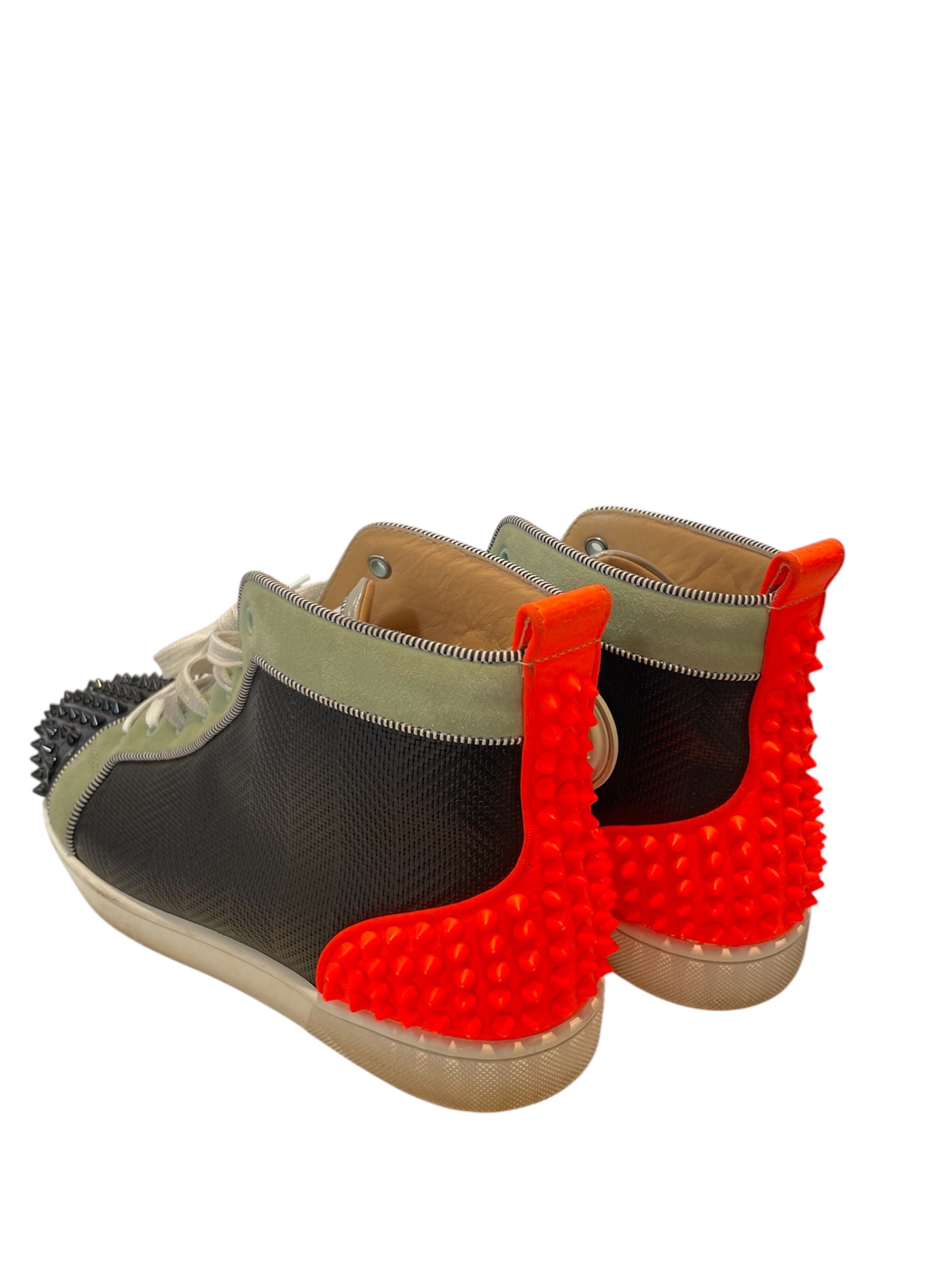 Christian Louboutin/Hi-Sneakers/EU 42/GRN/neon orange heel/studded view 2