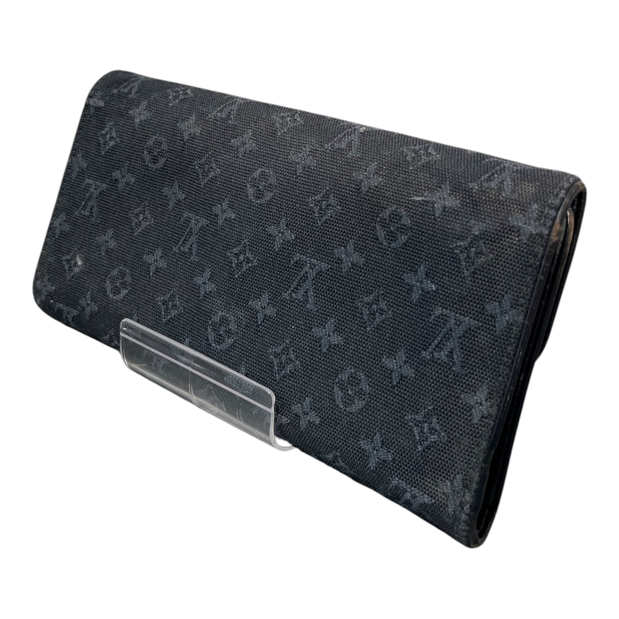 LOUIS VUITTON/Long Wallet/Monogram/Cotton/BLK/L's/brazza view 2
