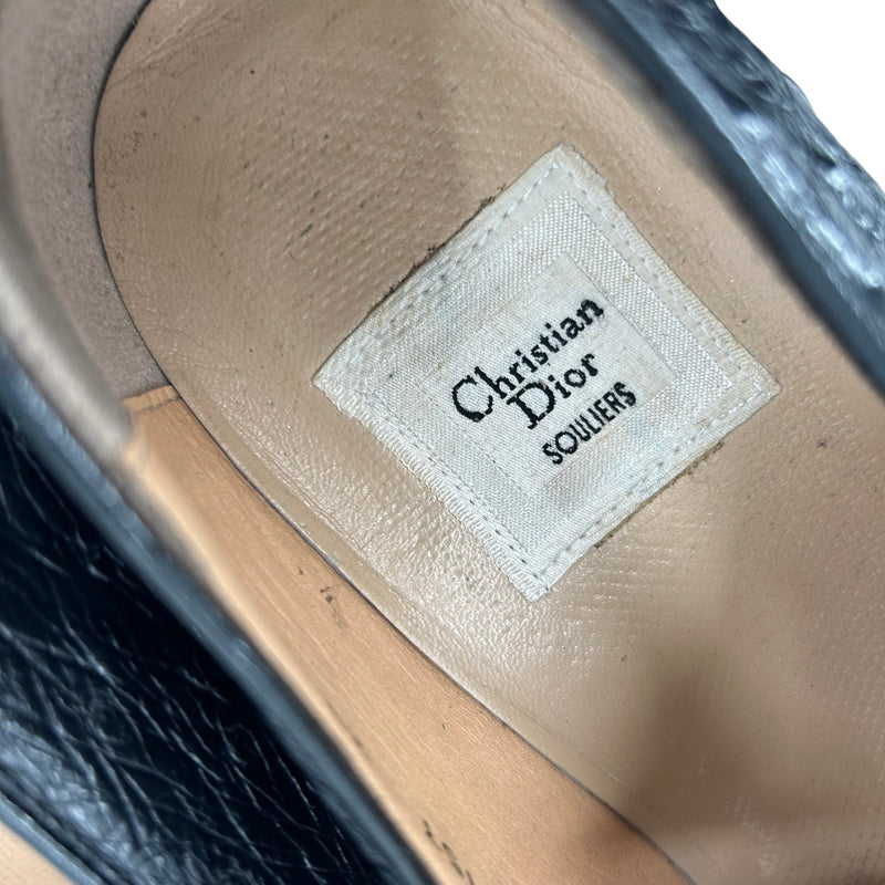 Christian Dior/Dress Shoes/US 8.5/Black/OstrichLeather/