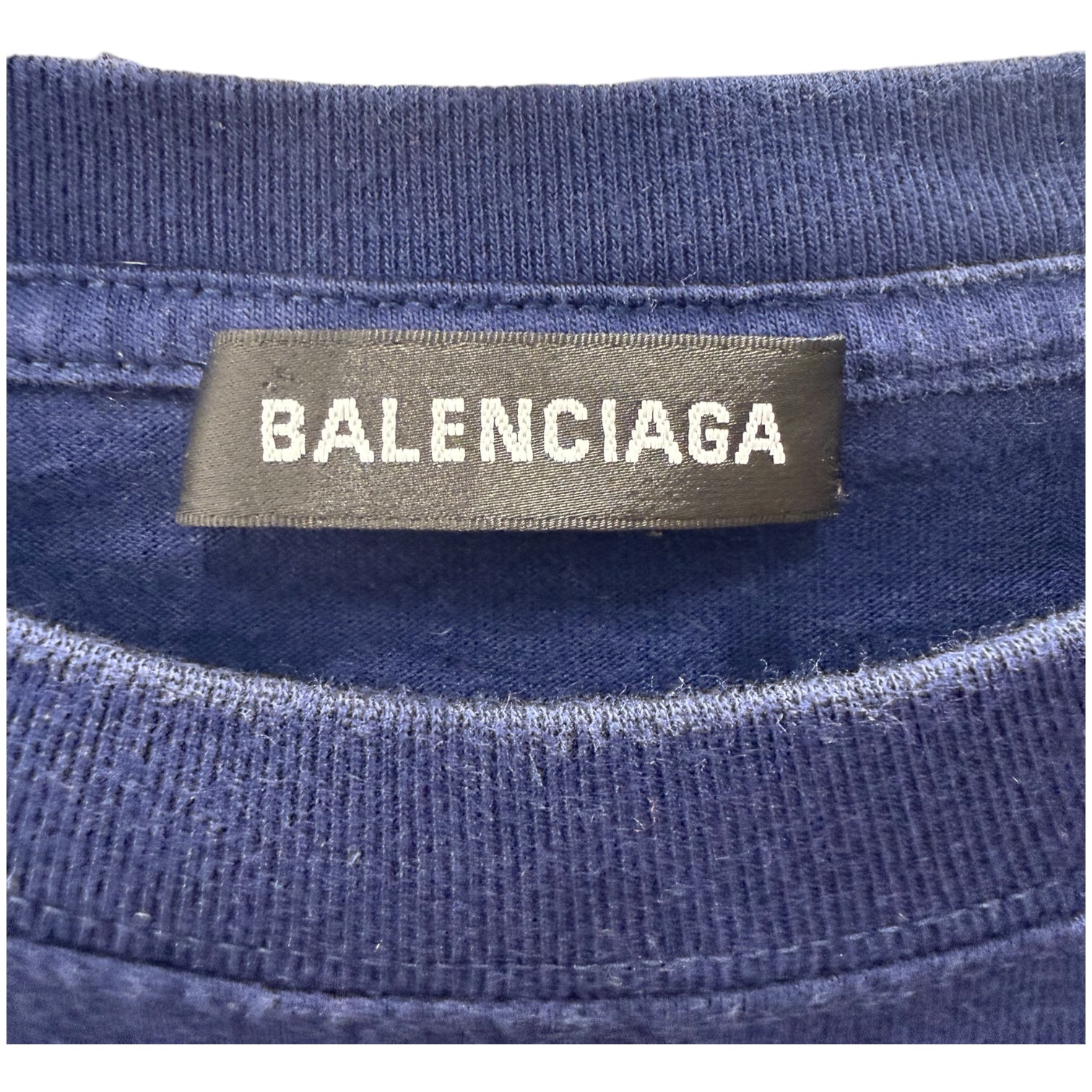 BALENCIAGA/T-Shirt/M/Cotton/NVY/Graphic/chest logo view 3