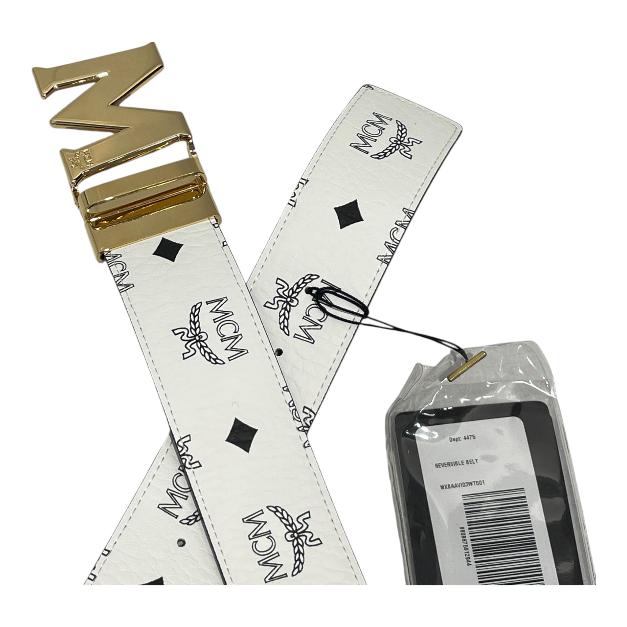 MCM/Belt/Monogram/Leather/WHT/MCM CLAUS REVERSIBLE BELT NEW view 2