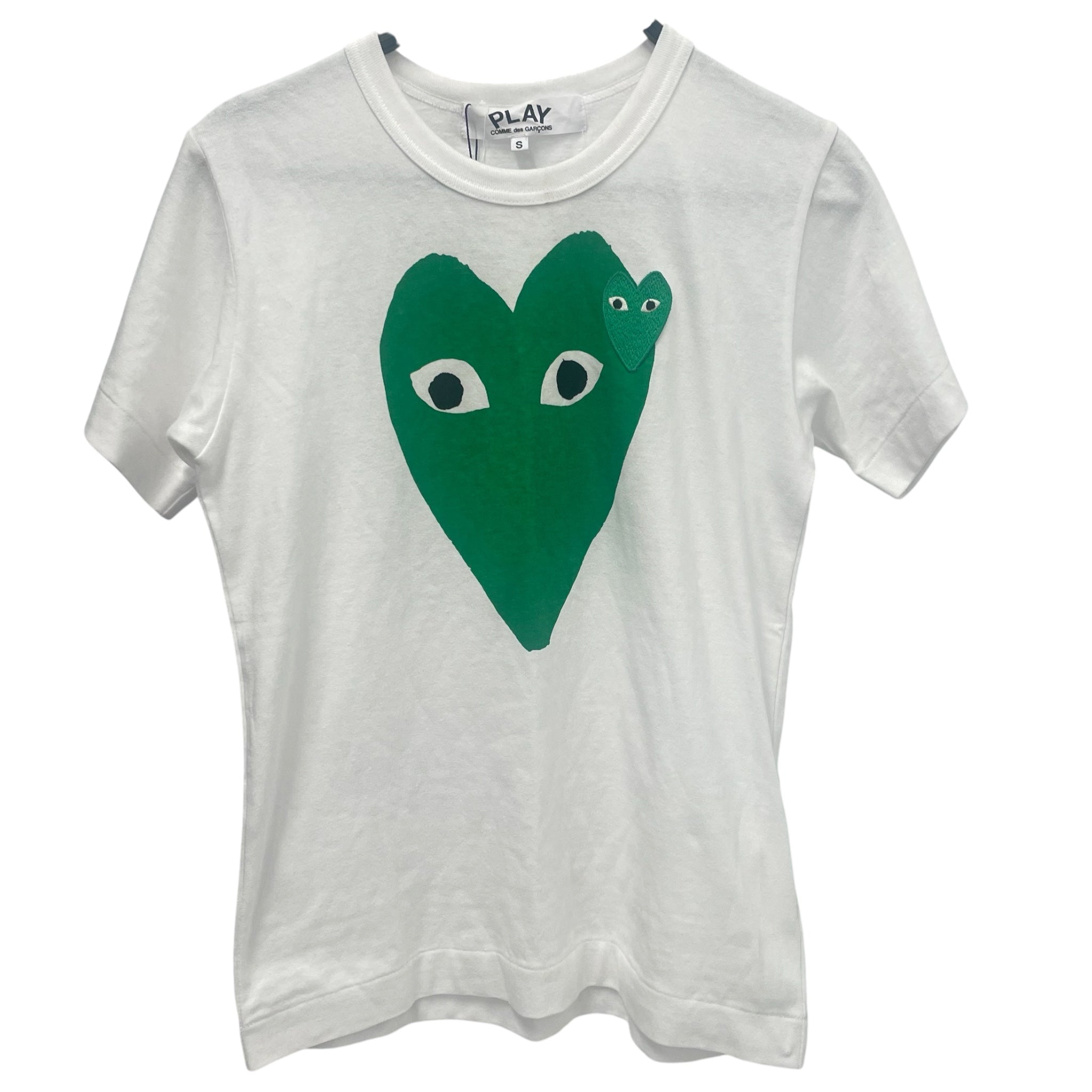 COMME des GARCONS/T-Shirt/S/Cotton/WHT/GREEN HEARTS view 1