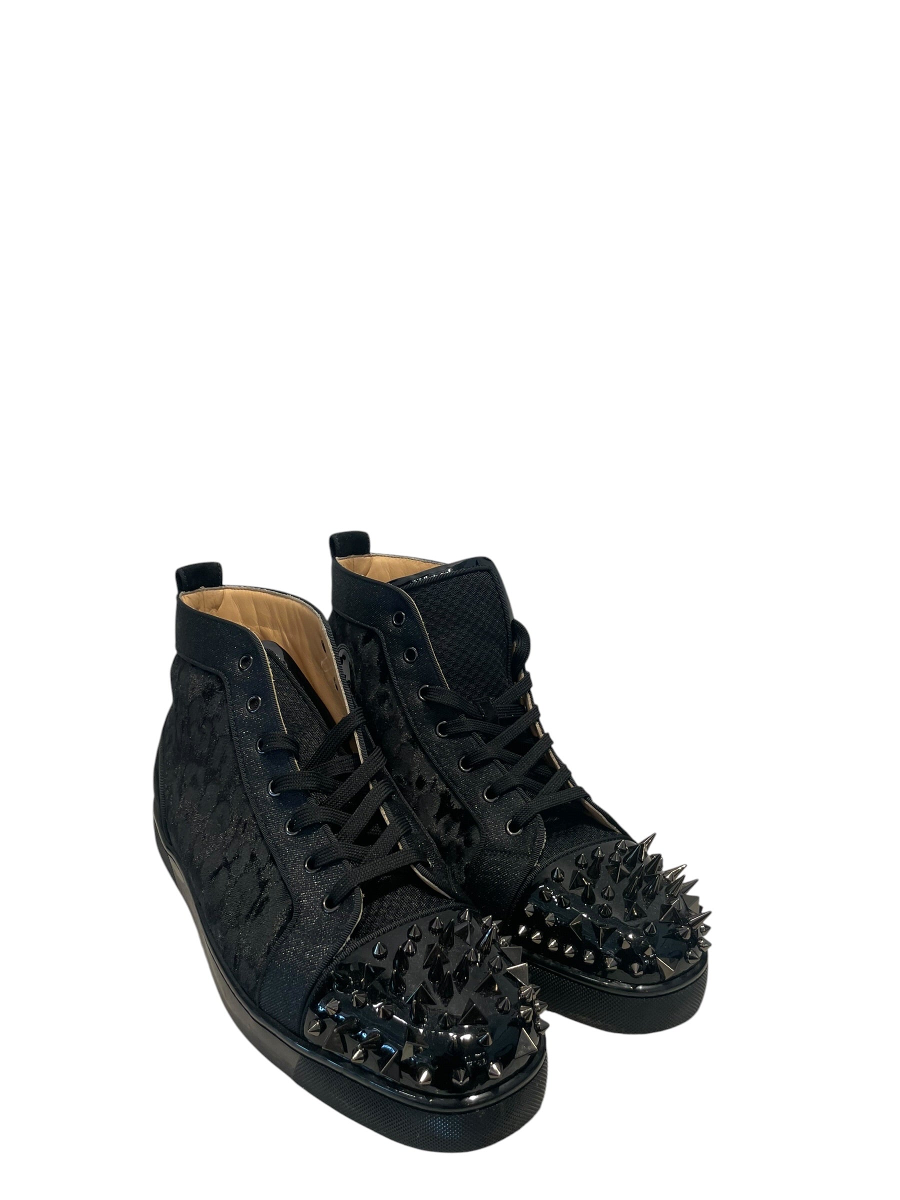 Christian Louboutin/Hi-Sneakers/EU 48/Leopard/Velour/BLK/ view 1