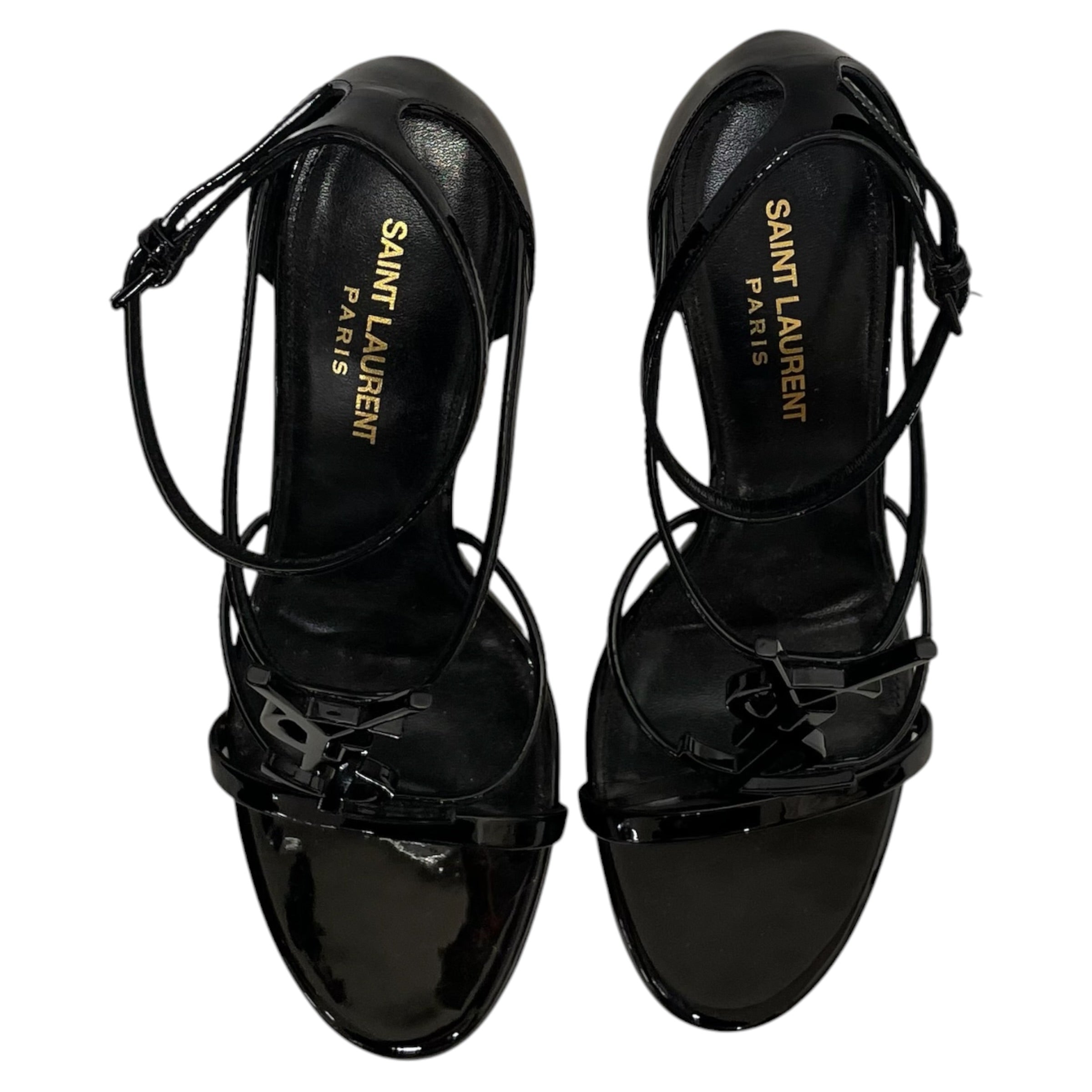 SAINT LAURENT/Heels/EU 38.5/Acrylic/BLK/Ankle Strap/ view 4