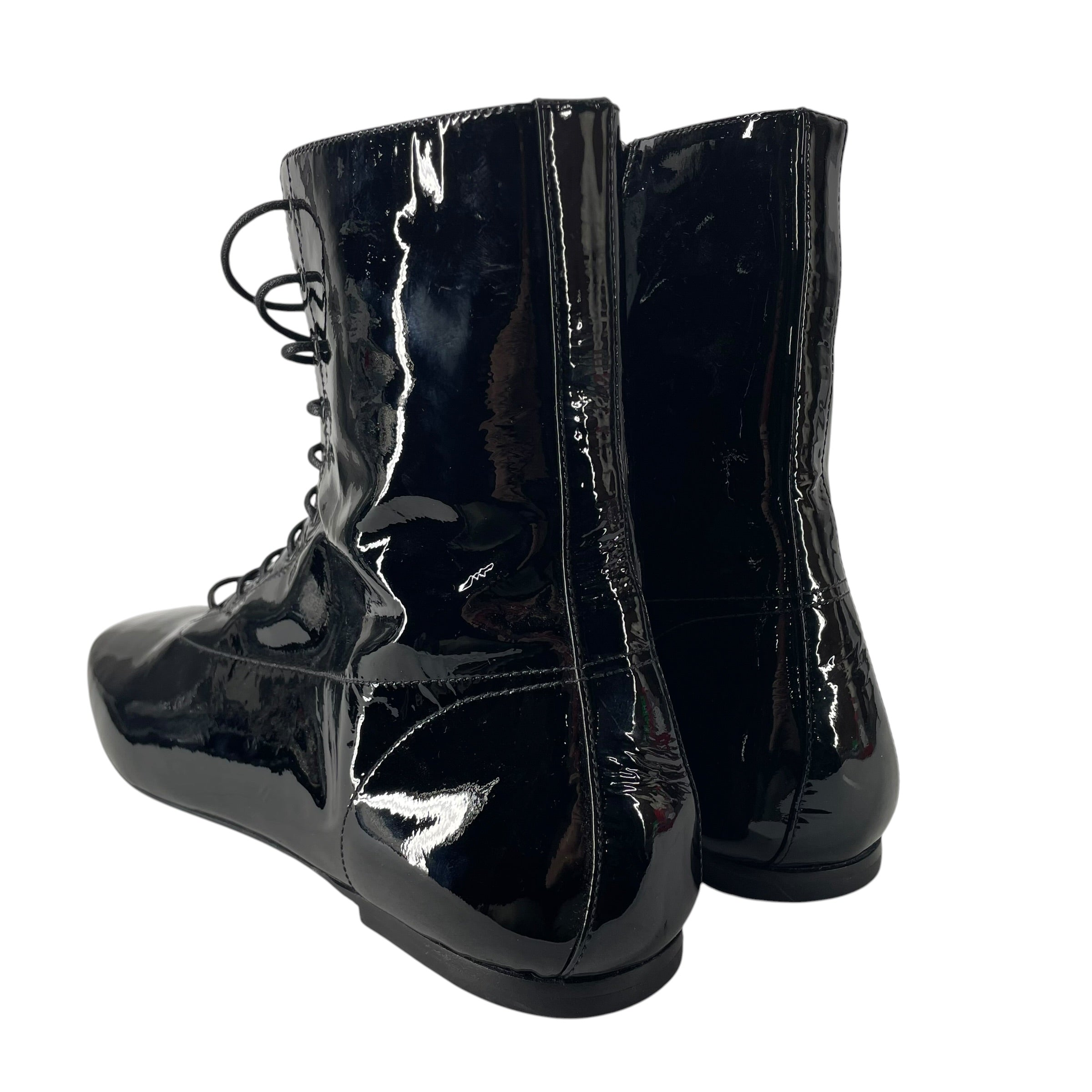 SAINT LAURENT/Dress Shoes/EU 42/Leather/BLK/713752 PATENT FLAT SOLE HI TOP view 3