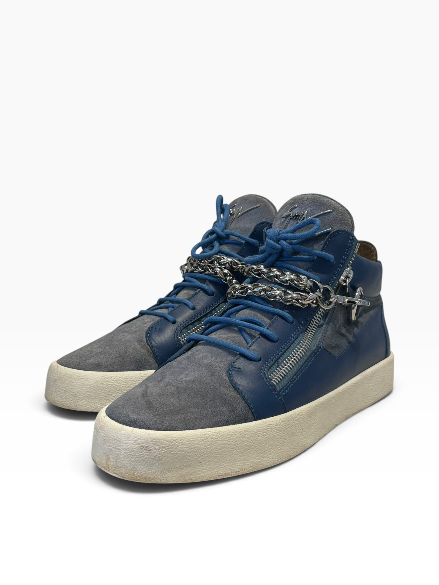 Giuseppe Zanotti/Hi-Sneakers/EU 45/Suede/BLU/Chain Trim Royce Hi-Tops view 1