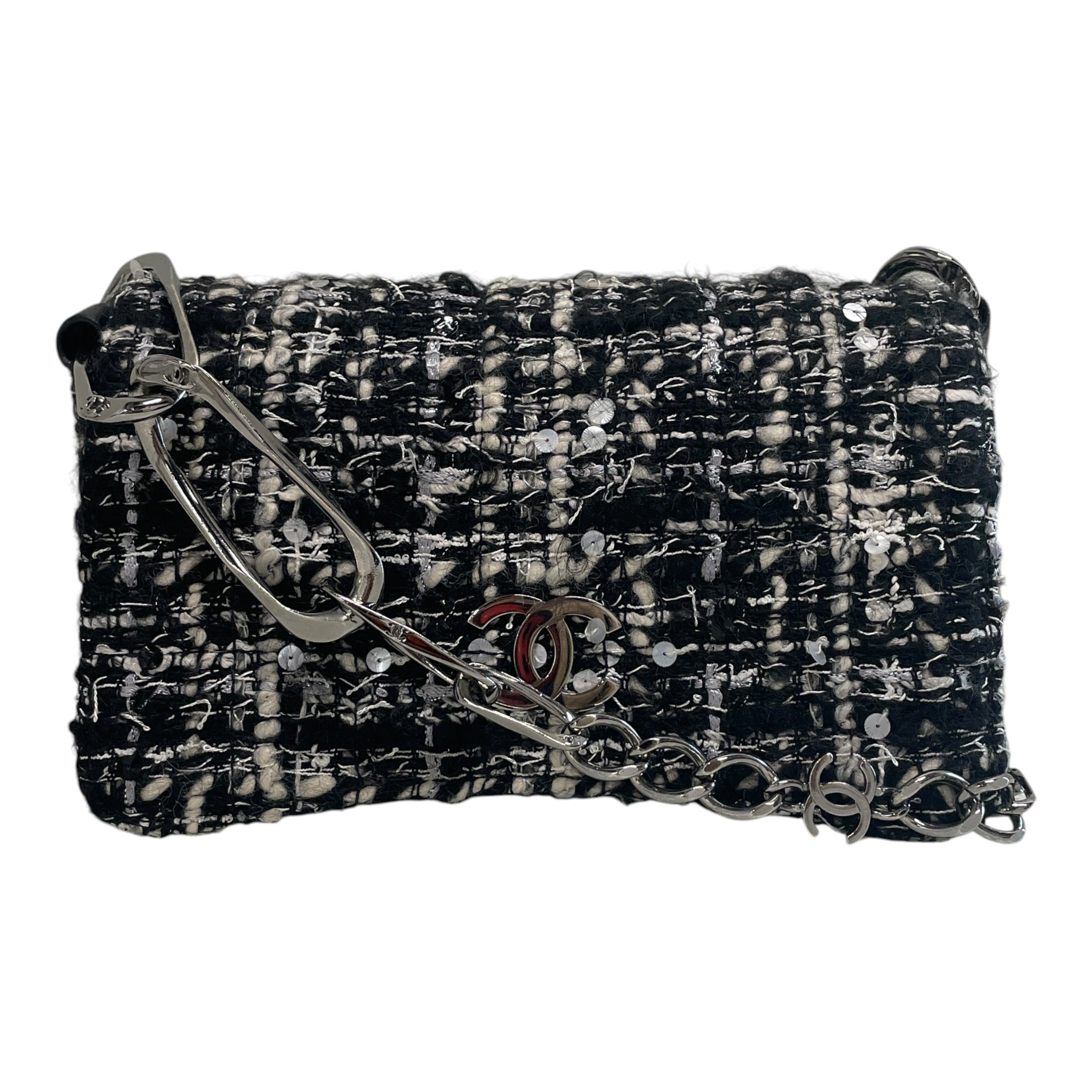 CHANEL/Hand Bag/Stripe/Cotton/BLK/tweed, cq884h4 view 1