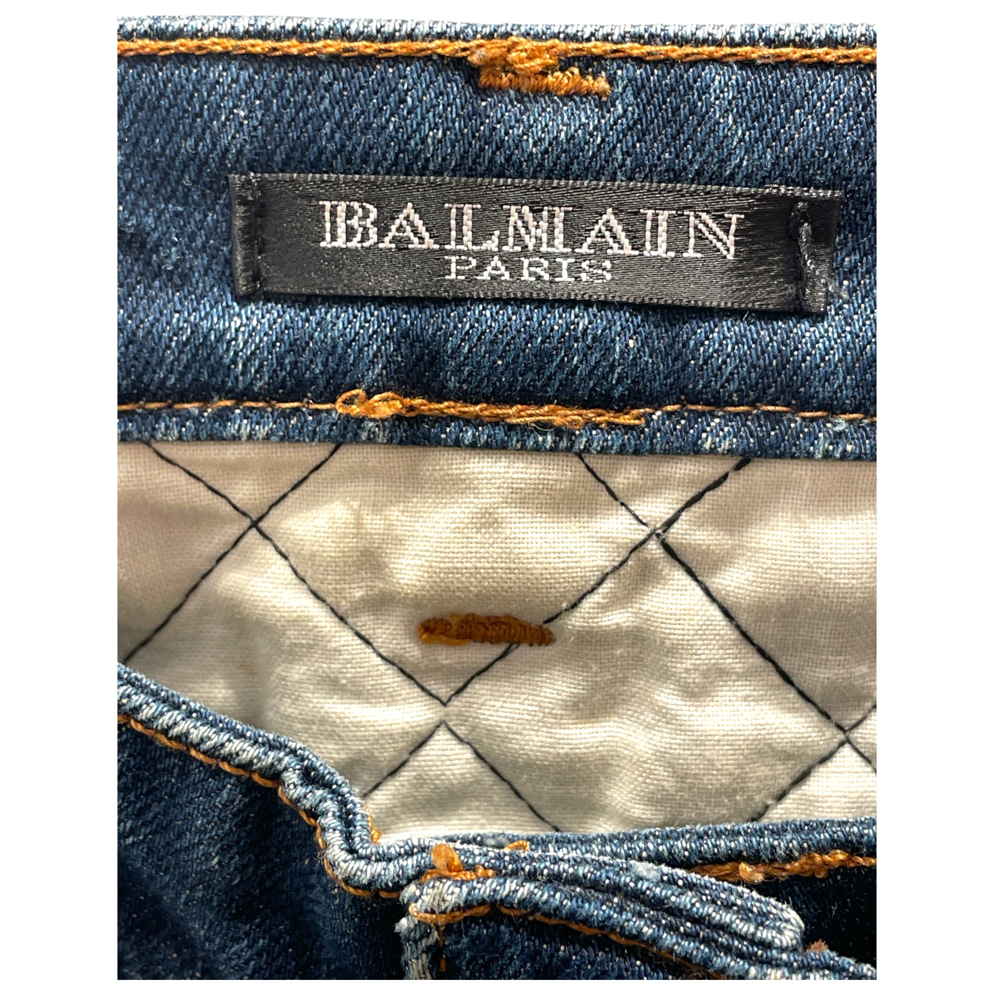 BALMAIN/Skinny Pants/38/Denim/BLU/Quilted Biker Skinny Jeans view 3