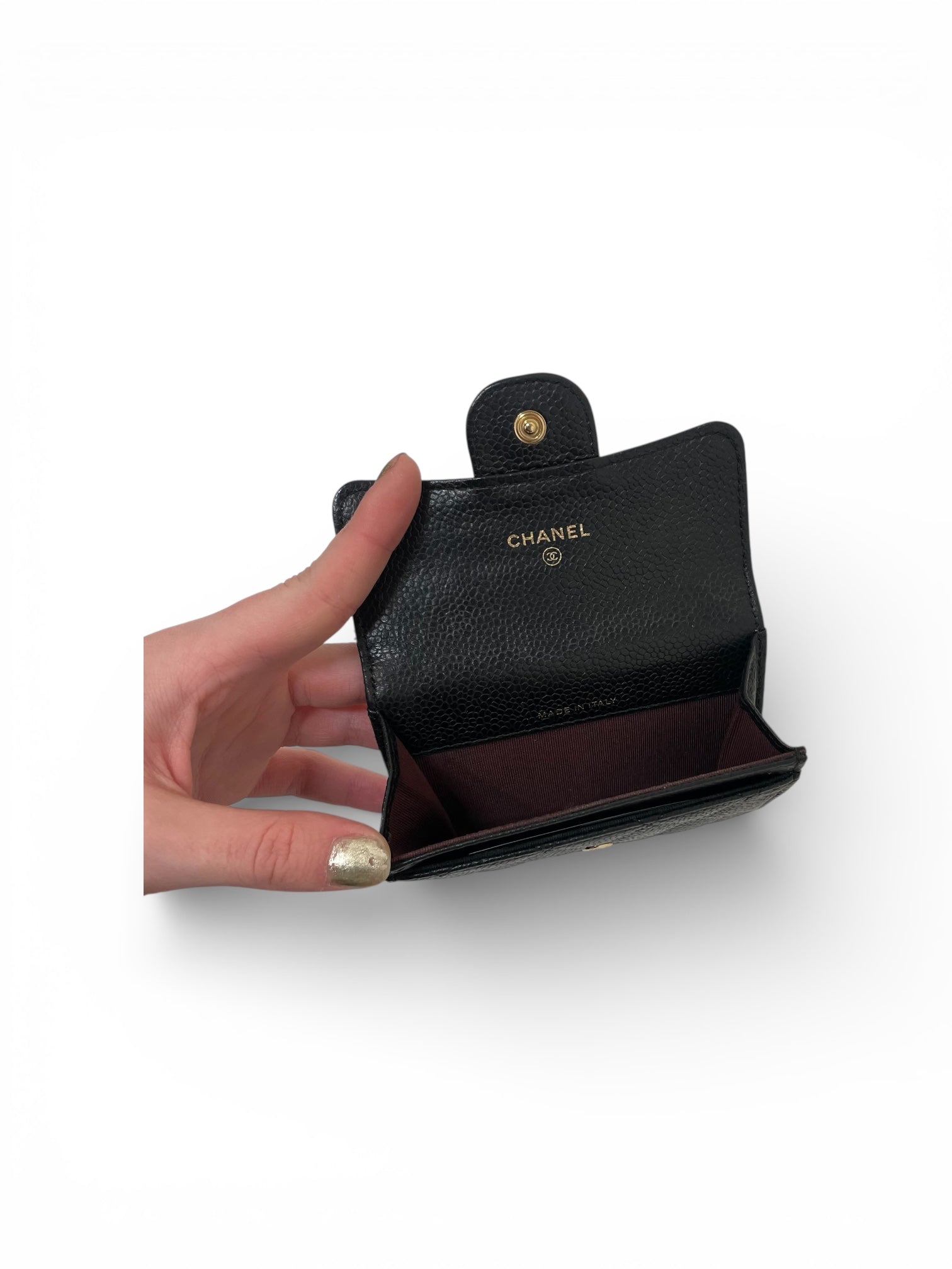 CHANEL/Bifold Wallet/Leather/BLK/CC INTERLOCK LOGO COMPACT WALL view 4