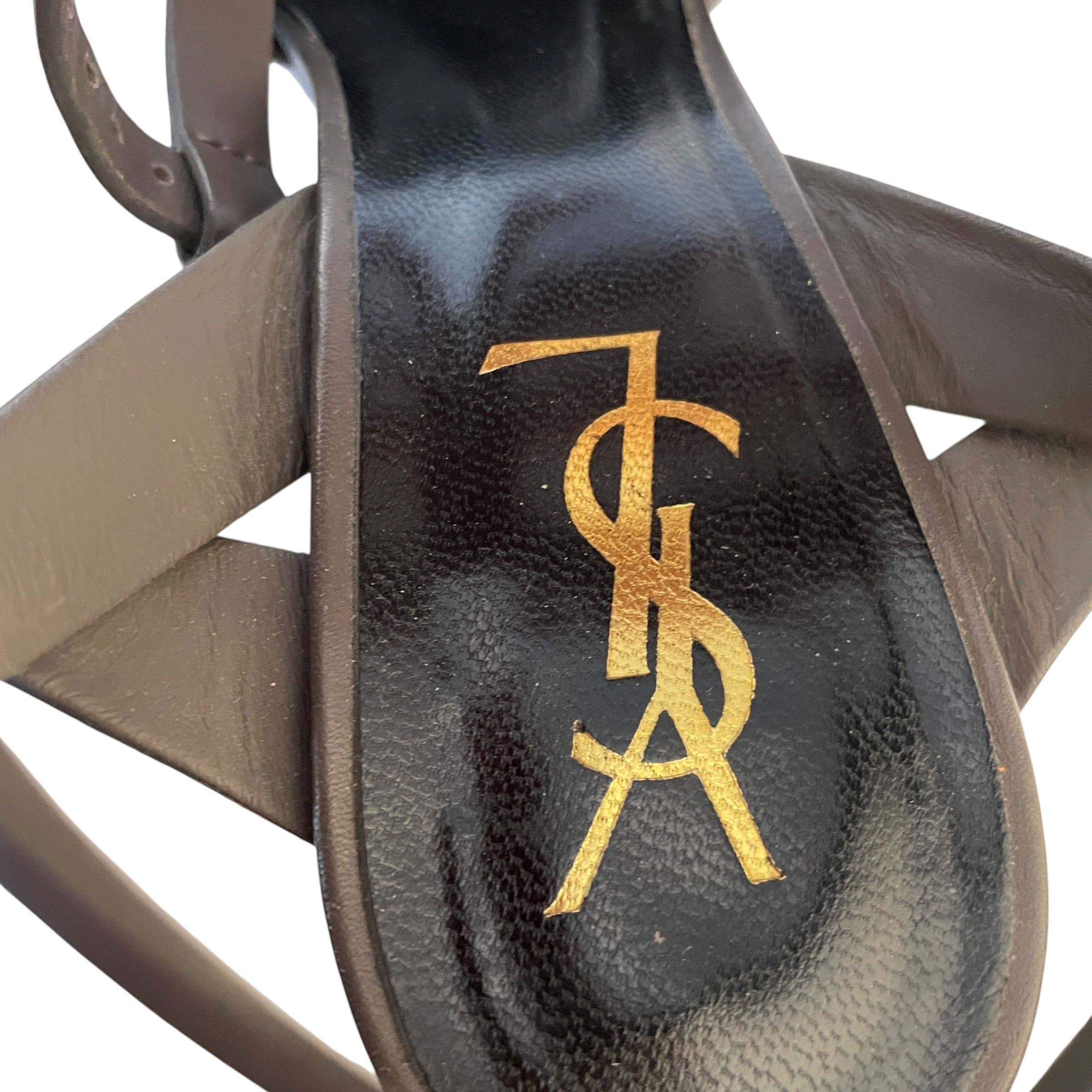 YVES SAINT LAURENT/Sandals/EU 38.5/Leather/GRY/TRIBUTE SANDAL view 2