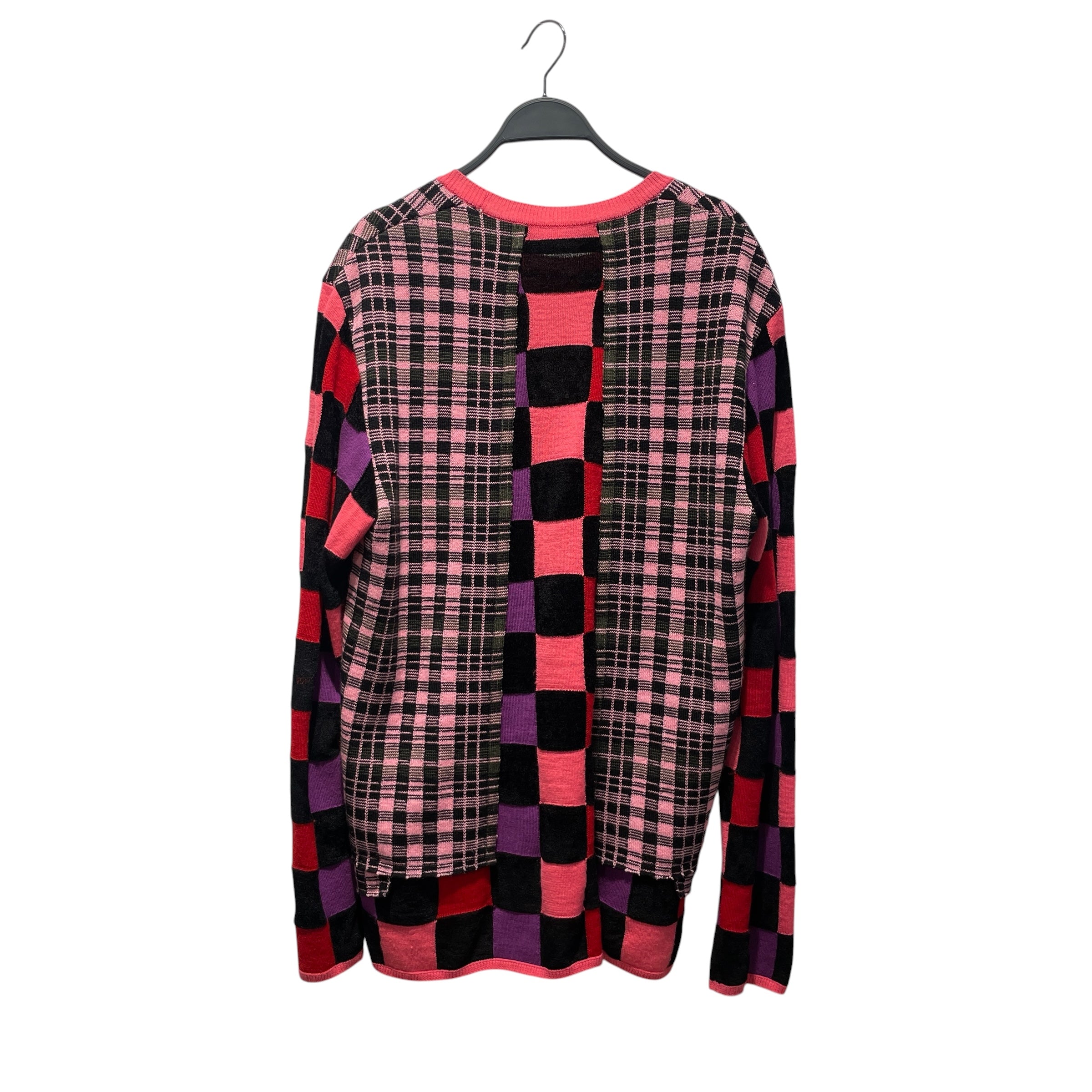 COMME des GARCONS HOMME PLUS/Sweater/M/All Over Print/Wool/PNK/MULTIPLE FABRIC PATCH WRK view 2