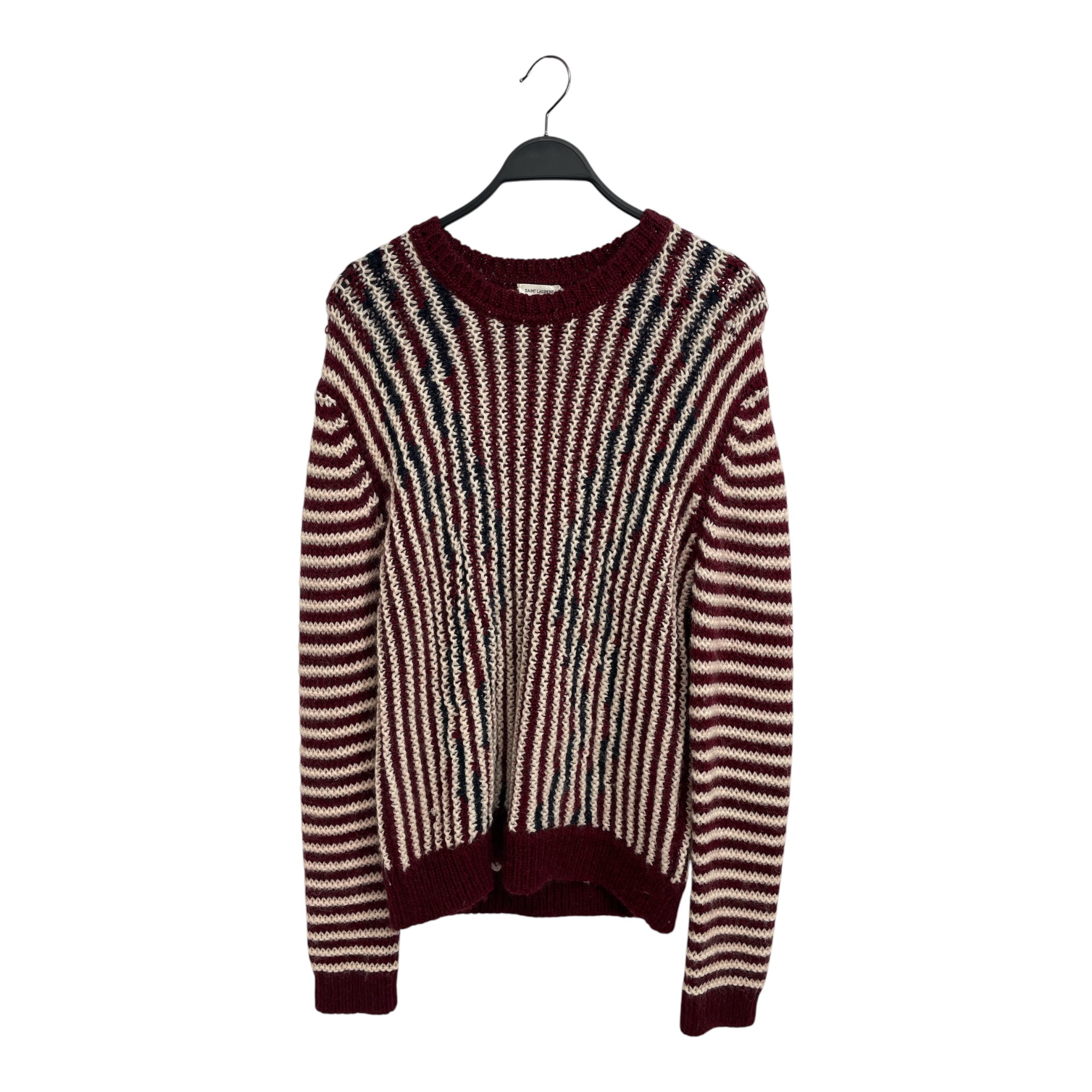 SAINT LAURENT/Sweater/L/Stripe/Wool/WHT/WOOL BLEND STRIPED SWEATER view 1