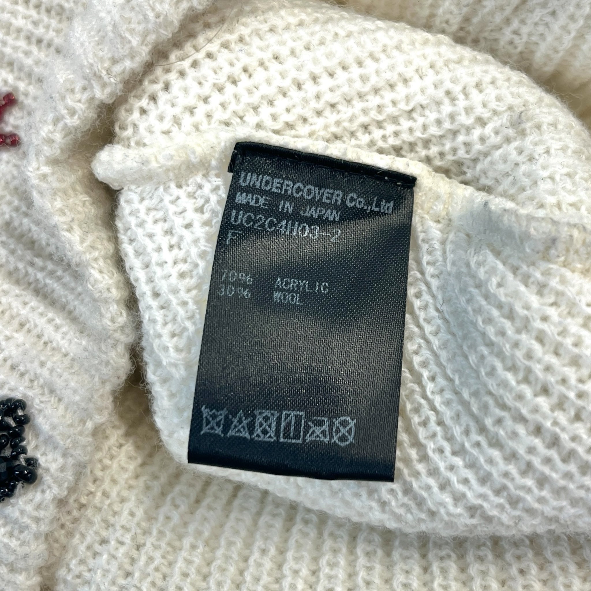 UNDERCOVER/Beanie/Acrylic/WHT/F/W 23 BEADED EMBELLISHMENTS view 5
