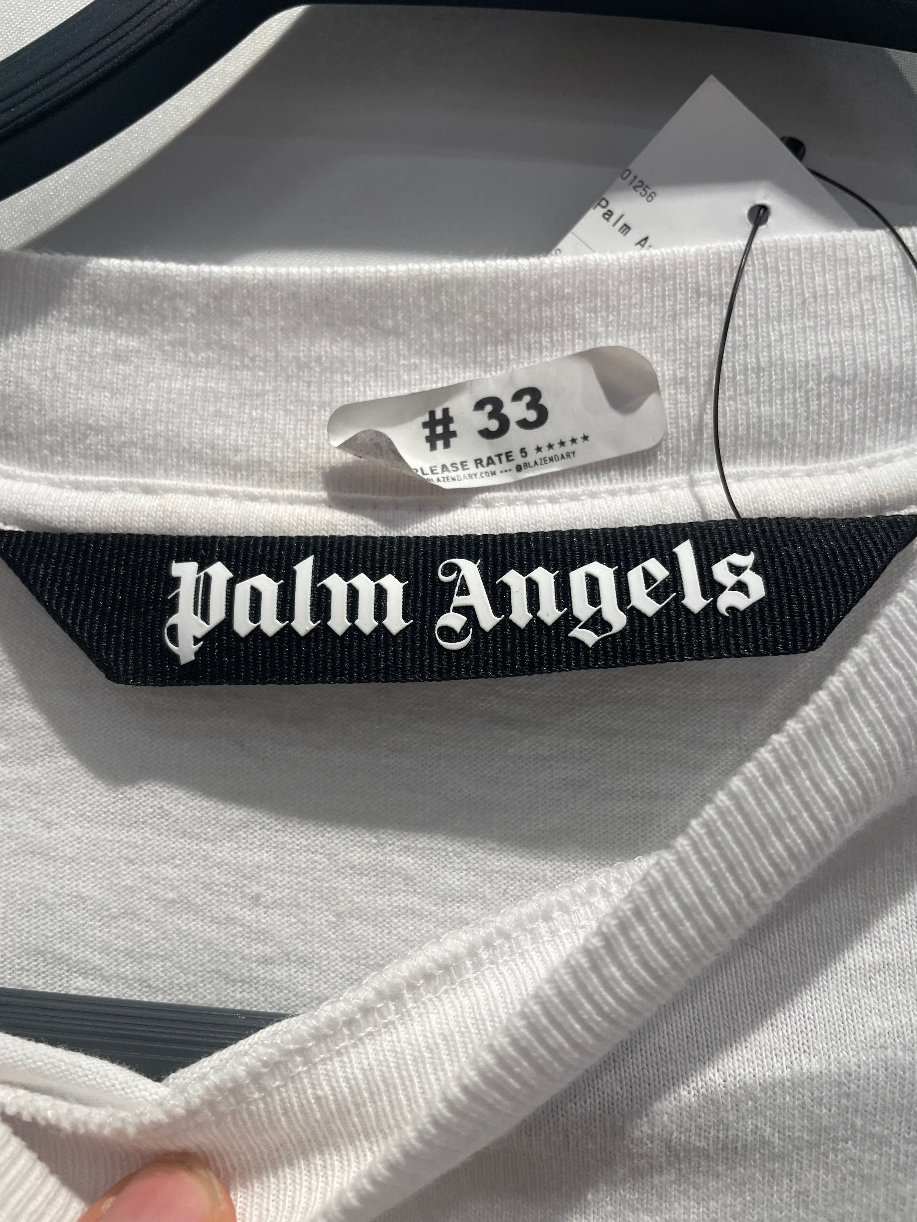 Palm Angels/T-Shirt/S/Cotton/WHT/Raglan Sleeve/Miami Orange Spray view 3