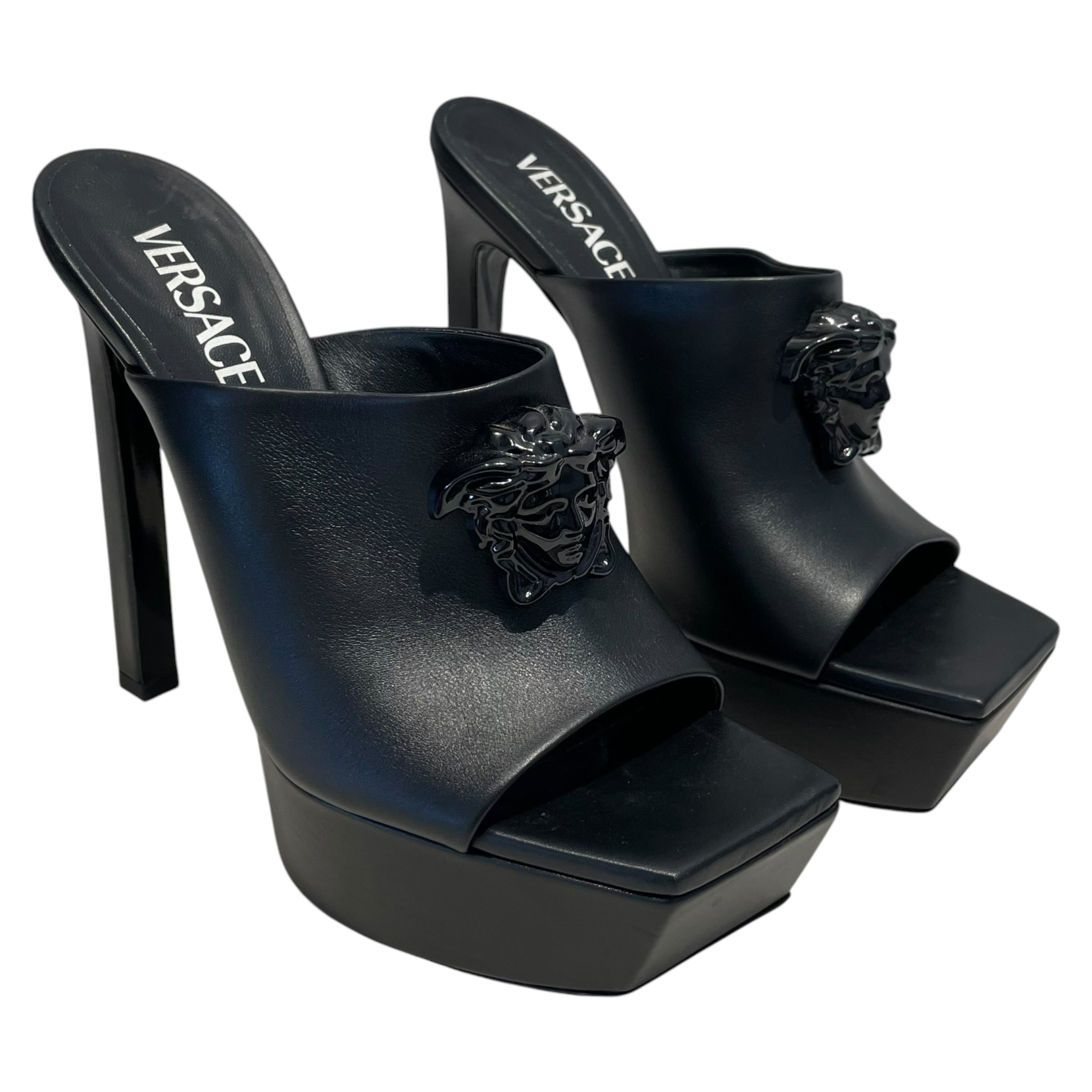 VERSACE/Heels/EU 39/Leather/BLK/Leather Medusa Heel view 1