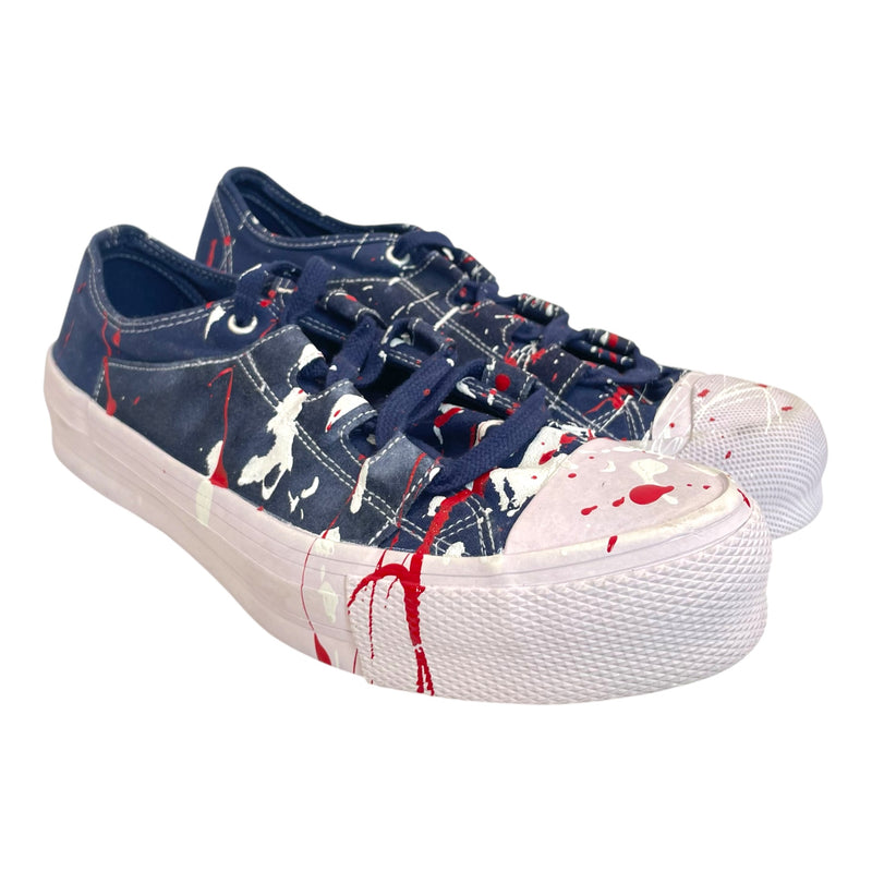 Needles/Low-Sneakers/US 8.5/Cotton/NVY/U-Tip/PAINT SPLASH