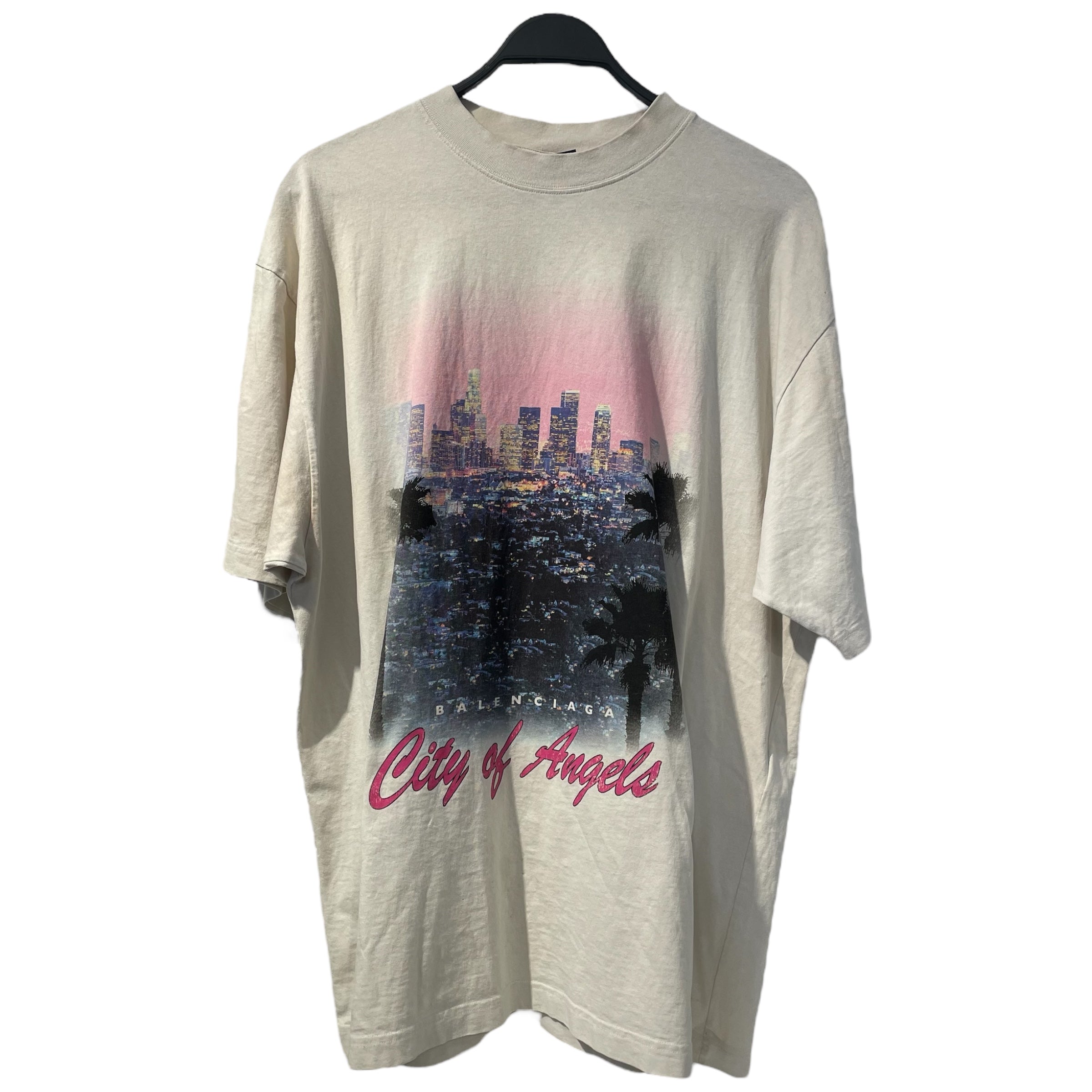 BALENCIAGA/T-Shirt/M/Cotton/WHT/city of angels dirty white view 1