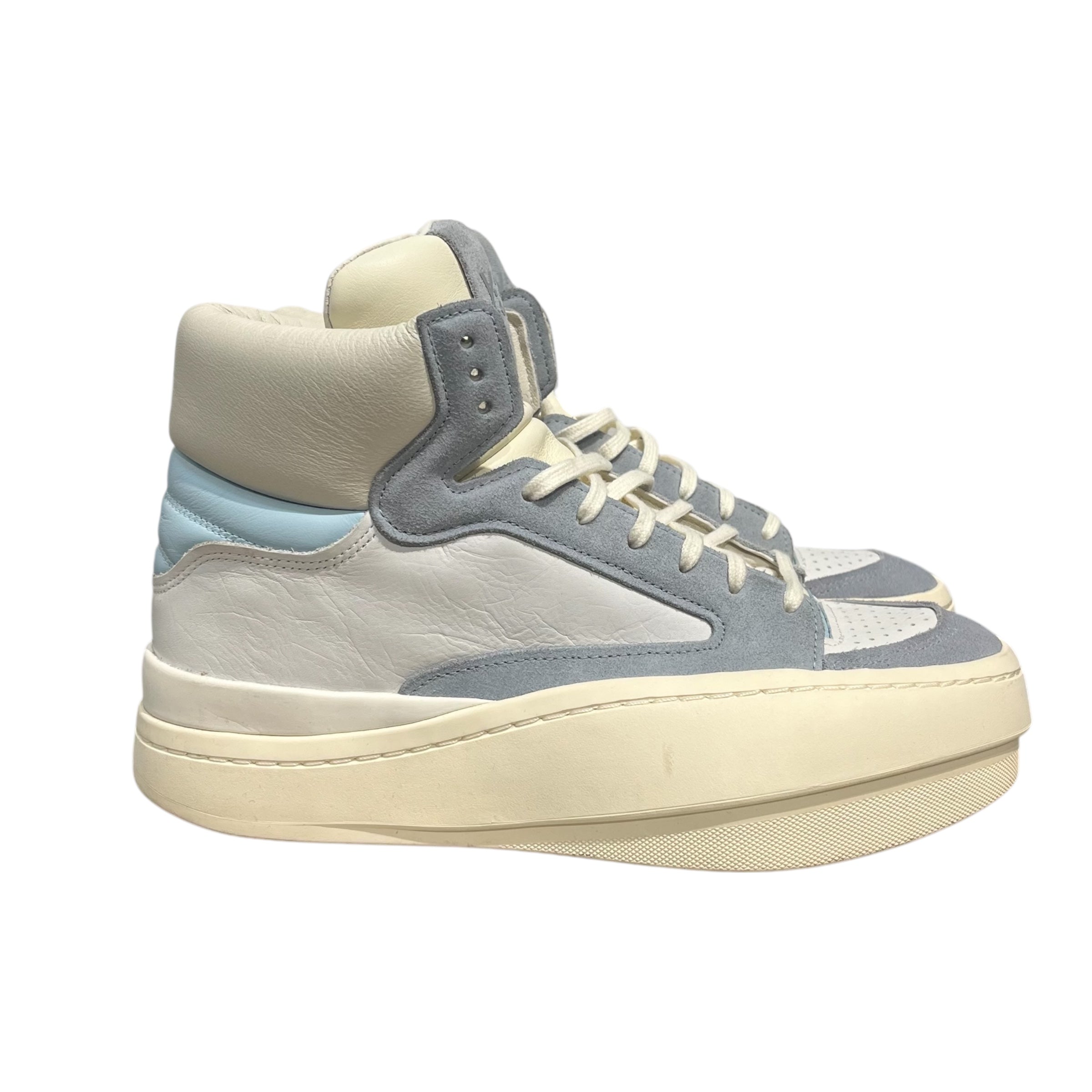 Y-3/Hi-Sneakers/US 9.5/Leather/WHT/CENTENNIAL BLU SUEDE view 2