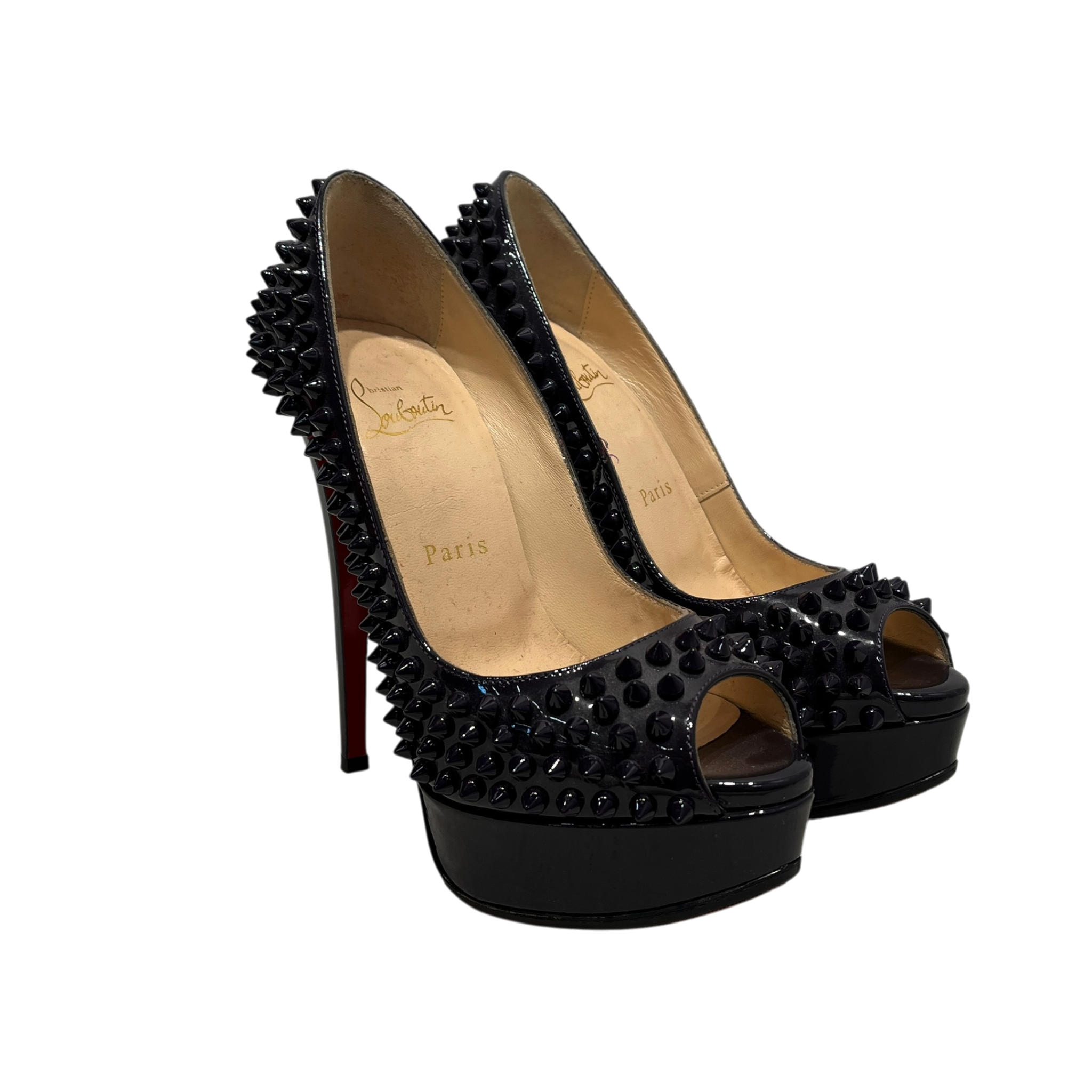 Christian Louboutin/Heels/EU 35.5/Leather/PPL/U-Tip/Deep PPL Lady Peep Toe Spikes view 1
