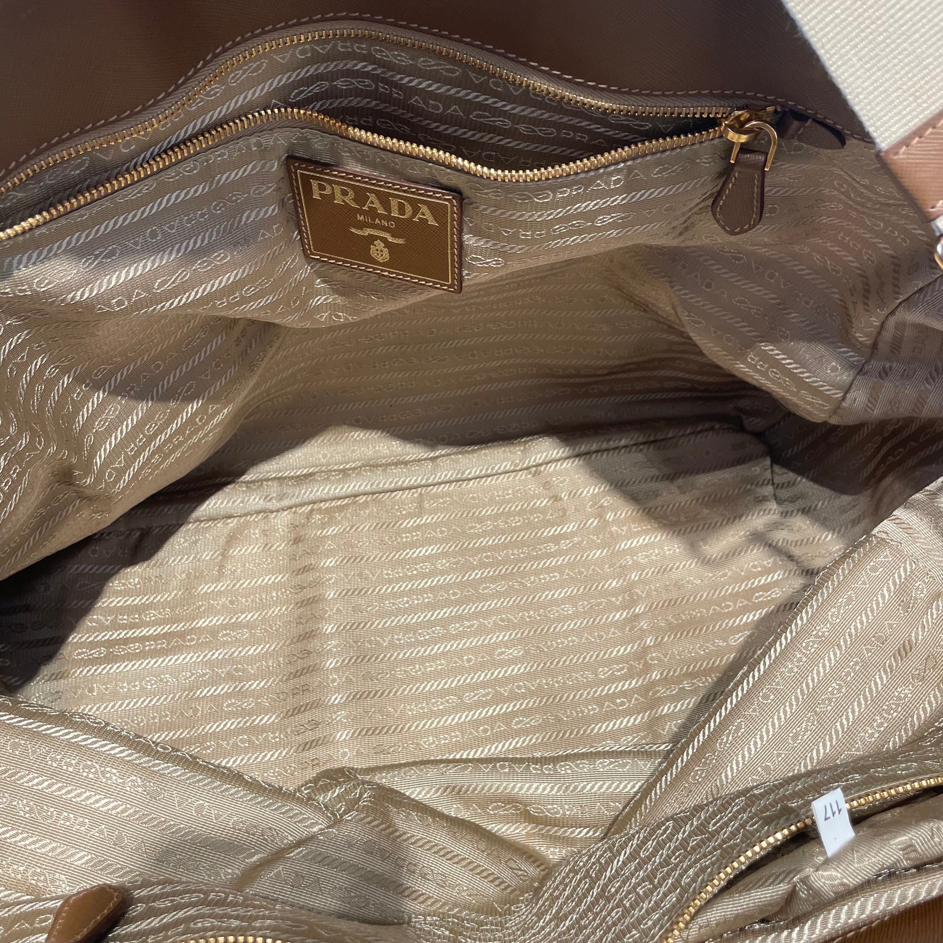 PRADA/Tote Bag/Cotton/BEG/Prada Saffiano Coir Breifcase view 4