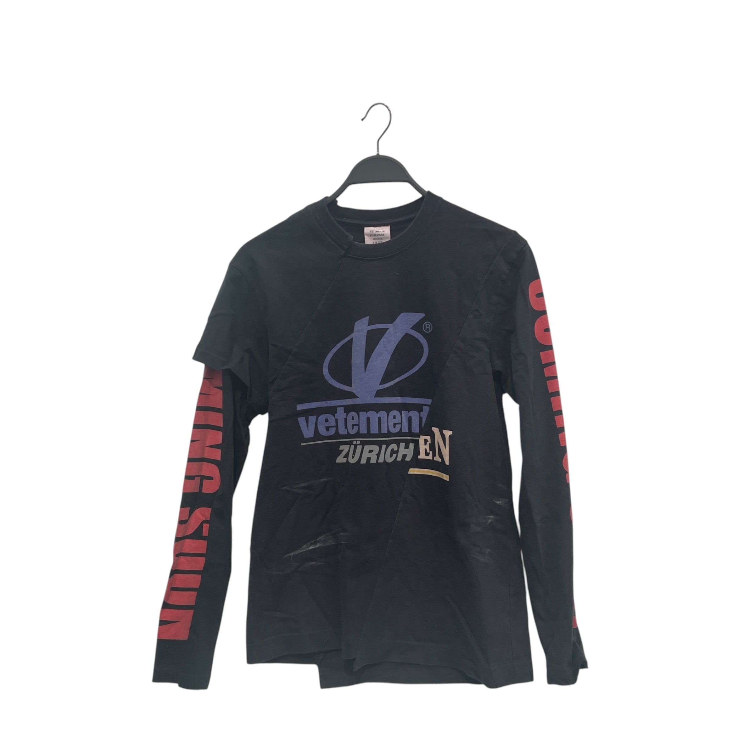 VETEMENTS/LS T-Shirt/S/Cotton/BLK/Graphic/2018 RECONSTRUCTED view 1