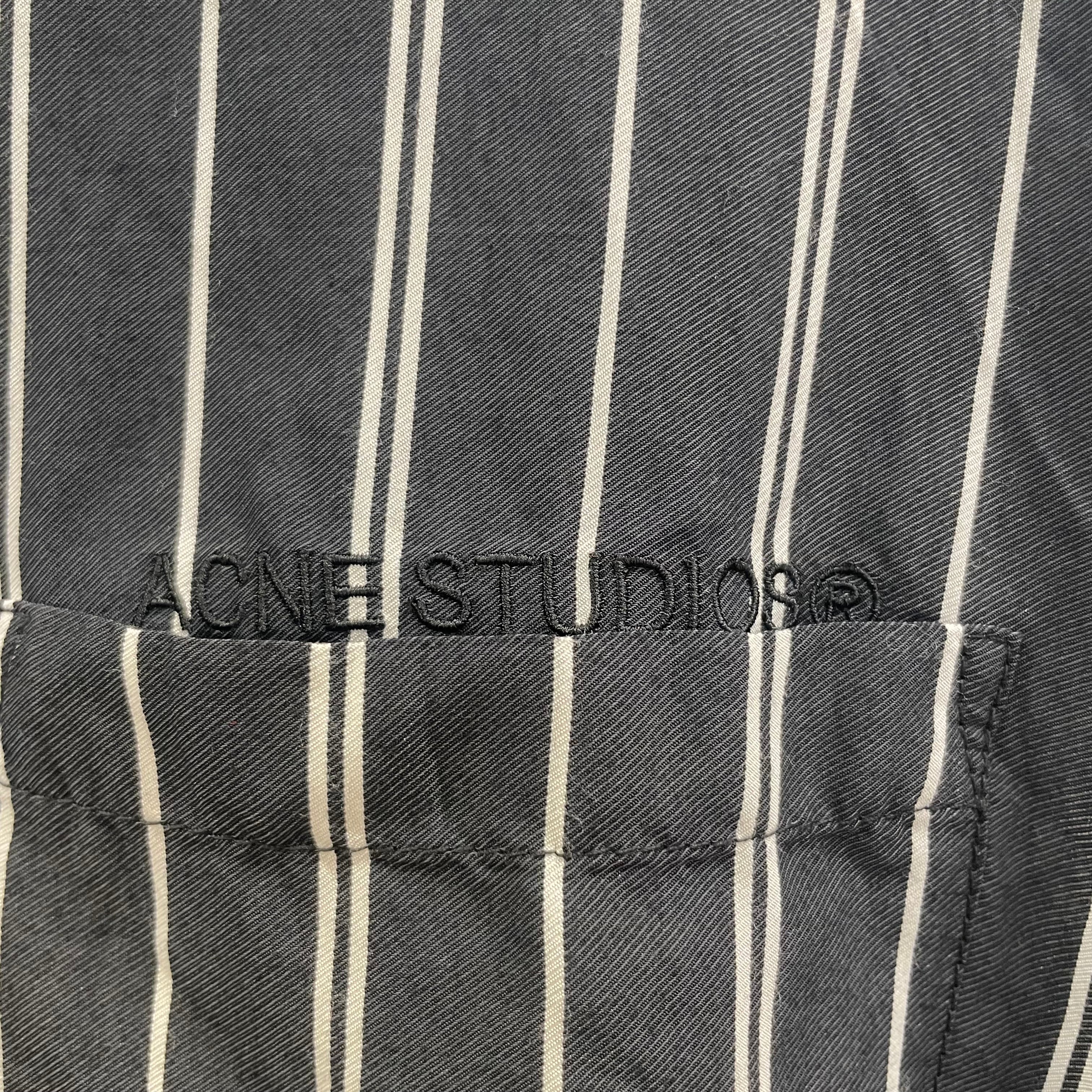 Acne Studios/Polo Shirt/XL/Cotton/BLK/Stripe/side pocket view 3