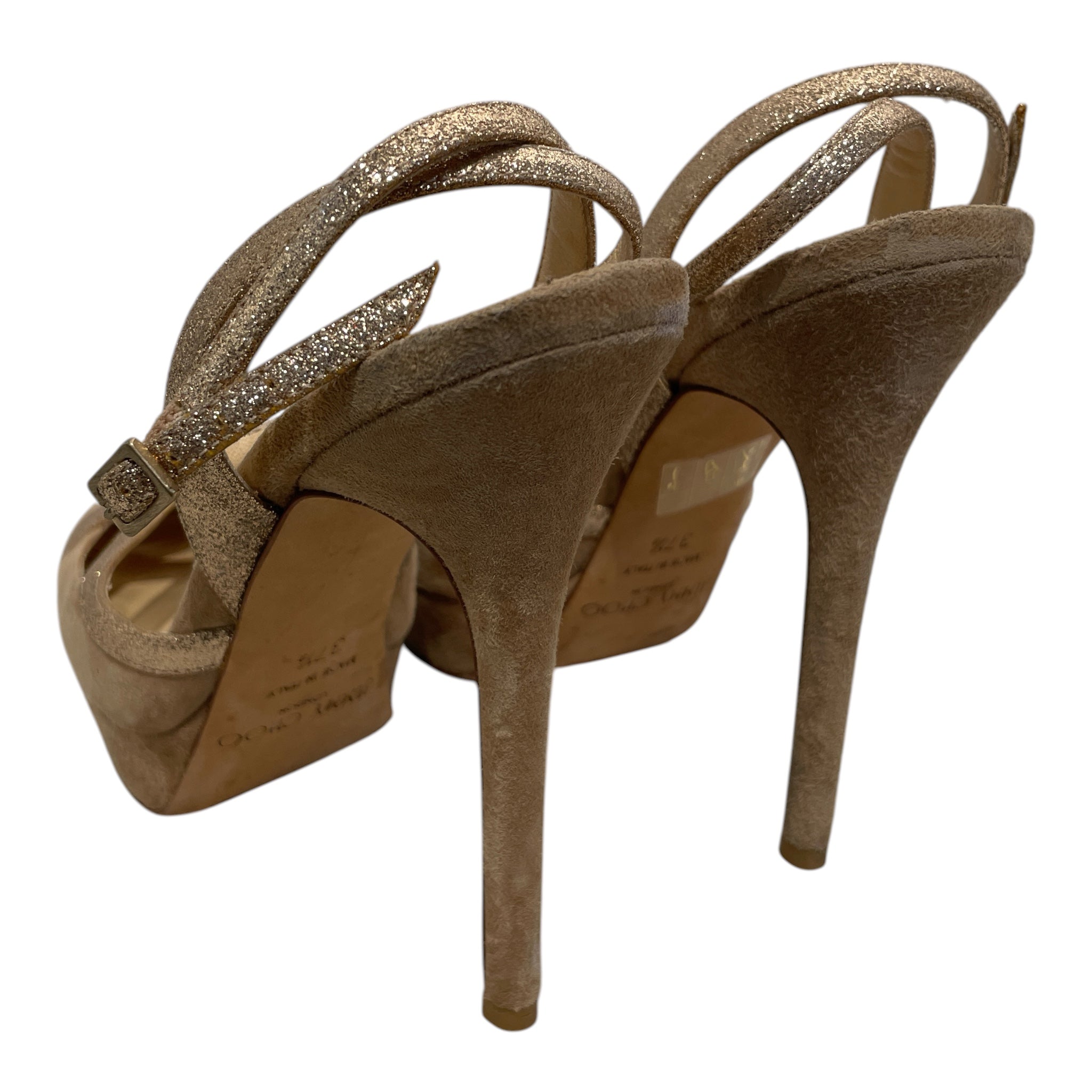 JIMMY CHOO/Heels/US 6.5/Cotton/BEG/beige glitter jimmy choo view 2