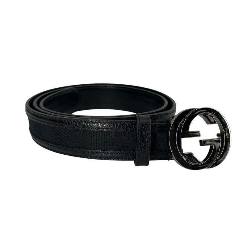 GUCCI/Belt/FREE/Monogram/Leather/BLK/CANVAS MONOGRAM LOGO BUCKLE