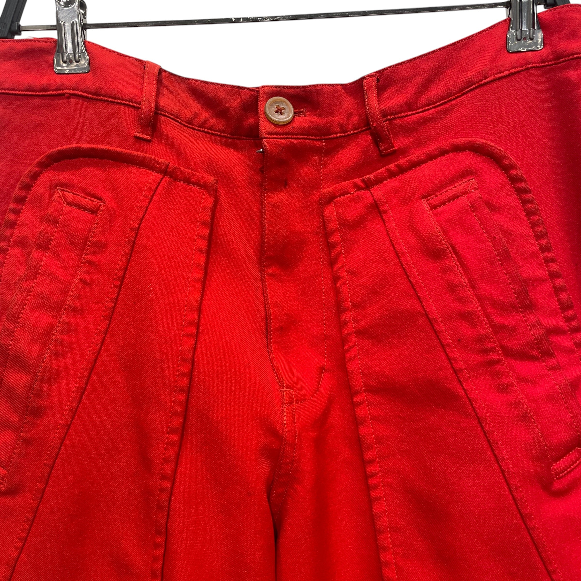 COMME des GARCONS SHIRT/Straight Pants/M/Polyester/RED/FRONT POCKET OVERLAY view 4