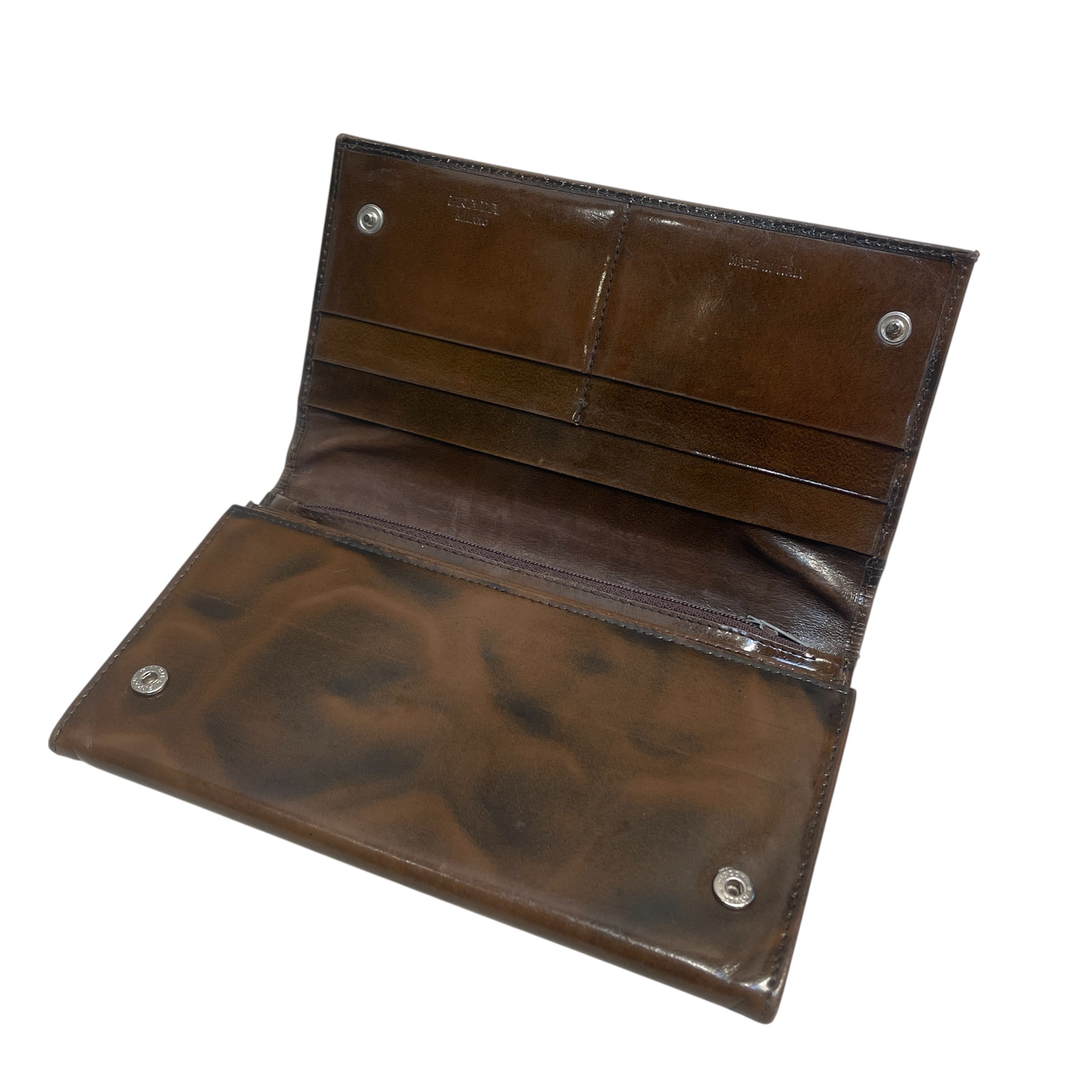 PRADA/Long Wallet/Leather/BRW/M's/PATENT CLUTCH view 4