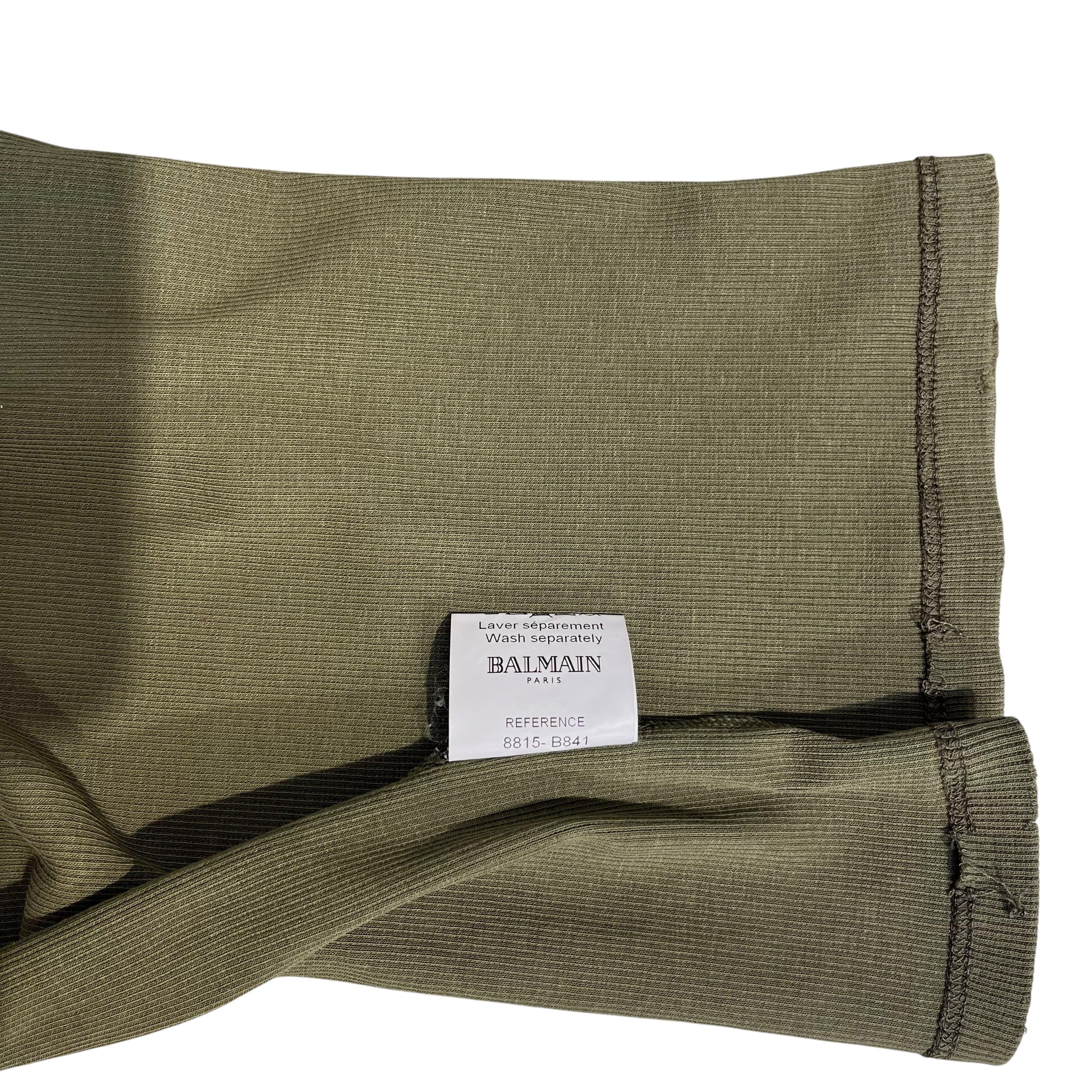 BALMAIN/SL Cut & Sew/36/Cotton/GRN/RIBBED, DISTRESS SLEEVE/NECK view 4