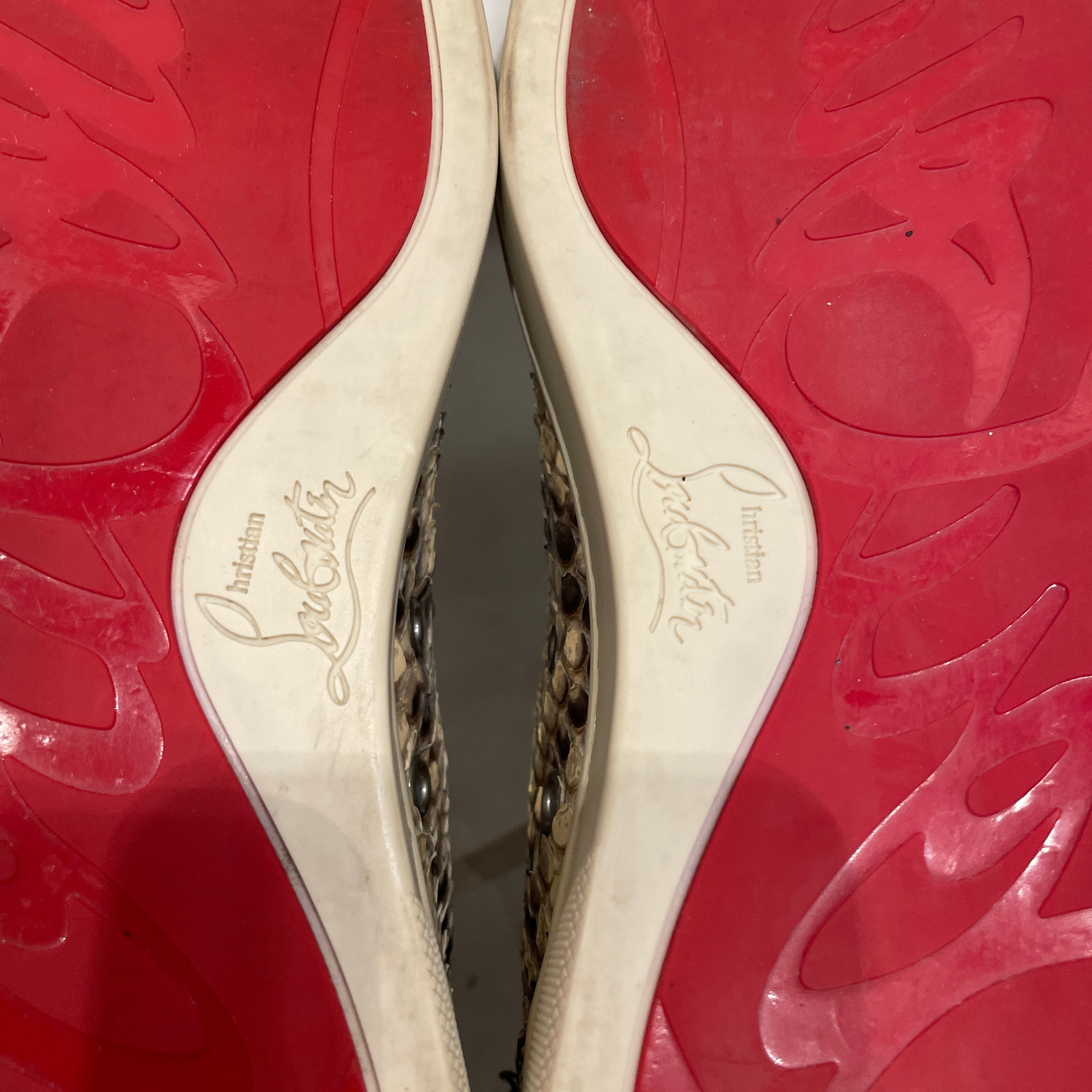 Christian Louboutin/Hi-Sneakers/EU 41/Animal Pattern/Leather/BEG/BEIGE BLK SNAKE SKIN view 5