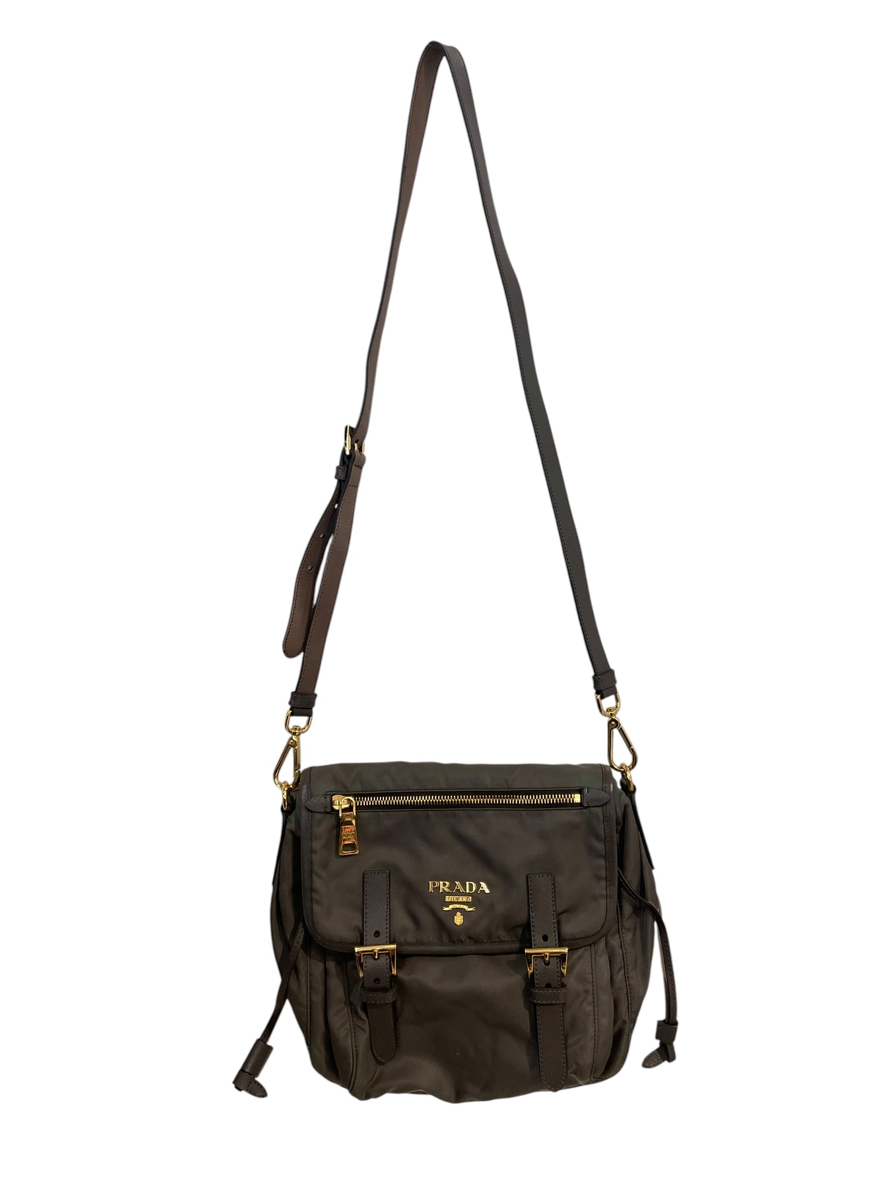 PRADA/Cross Body Bag/Nylon/GRN/saffiano leather tessuto 117 view 1