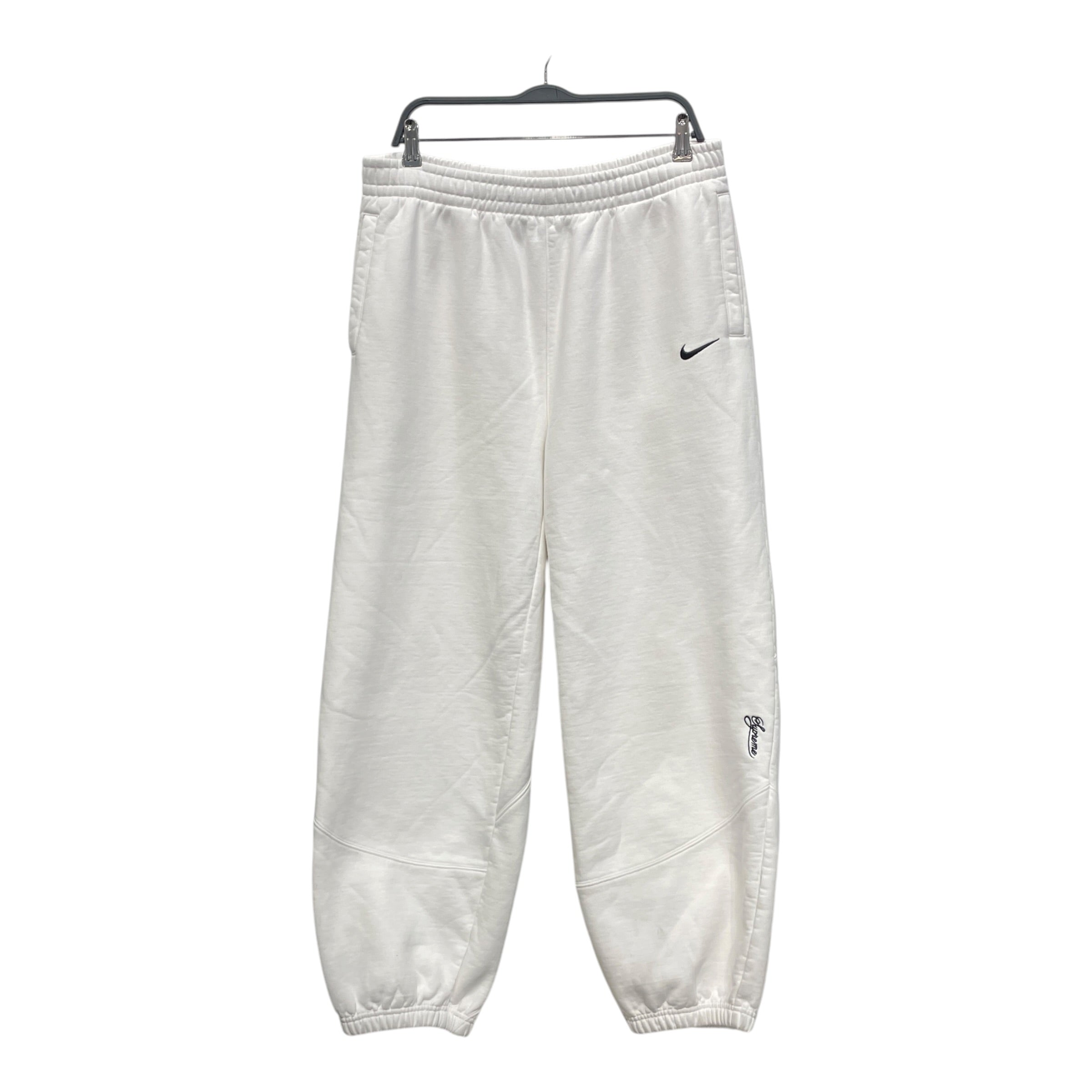 Supreme/NIKE/Straight Pants/L/Cotton/WHT/BLK SWOOSH SWEATPANT view 1