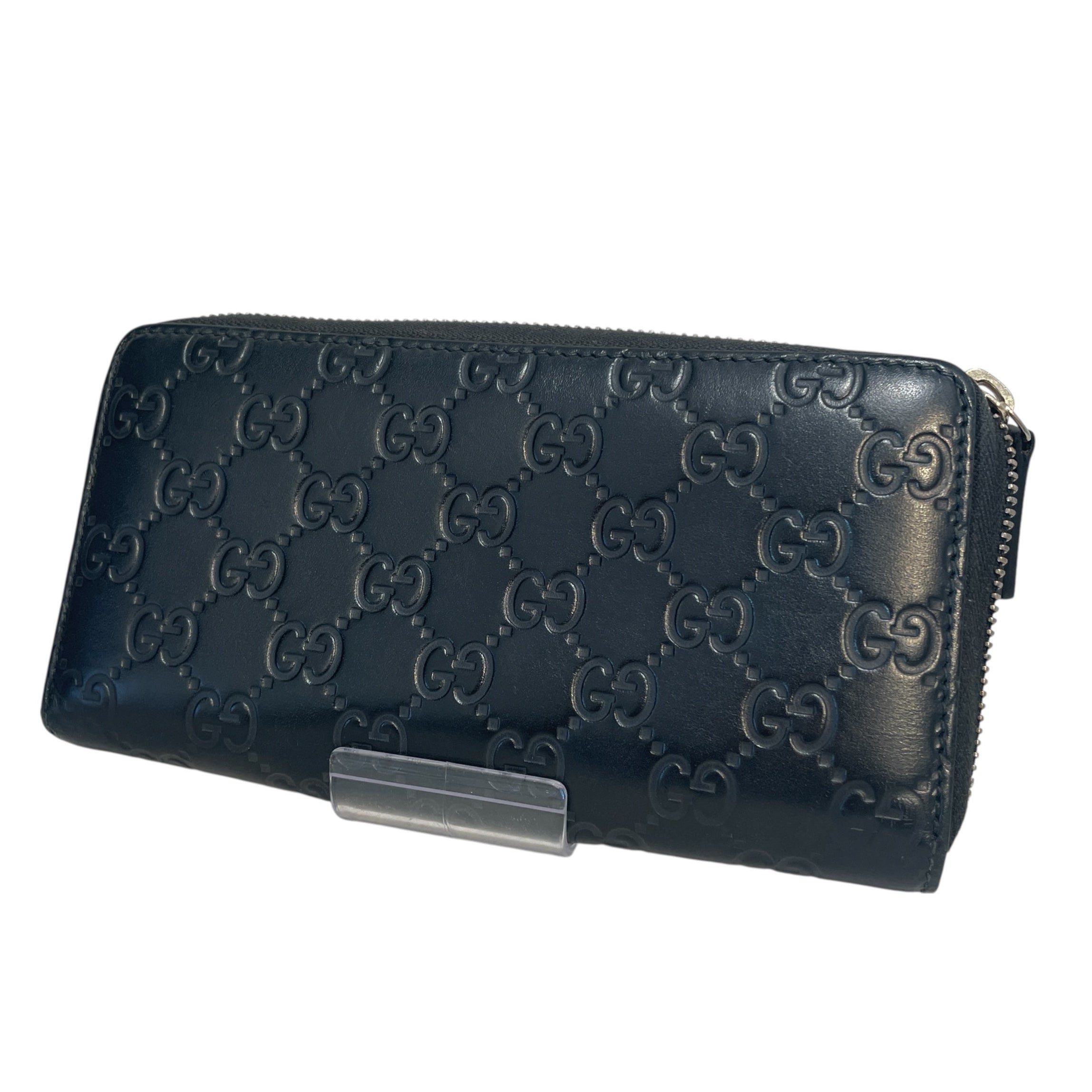 GUCCI/Long Wallet/Monogram/Leather/BLK/Guccissima Zip-Around Bow Long view 2