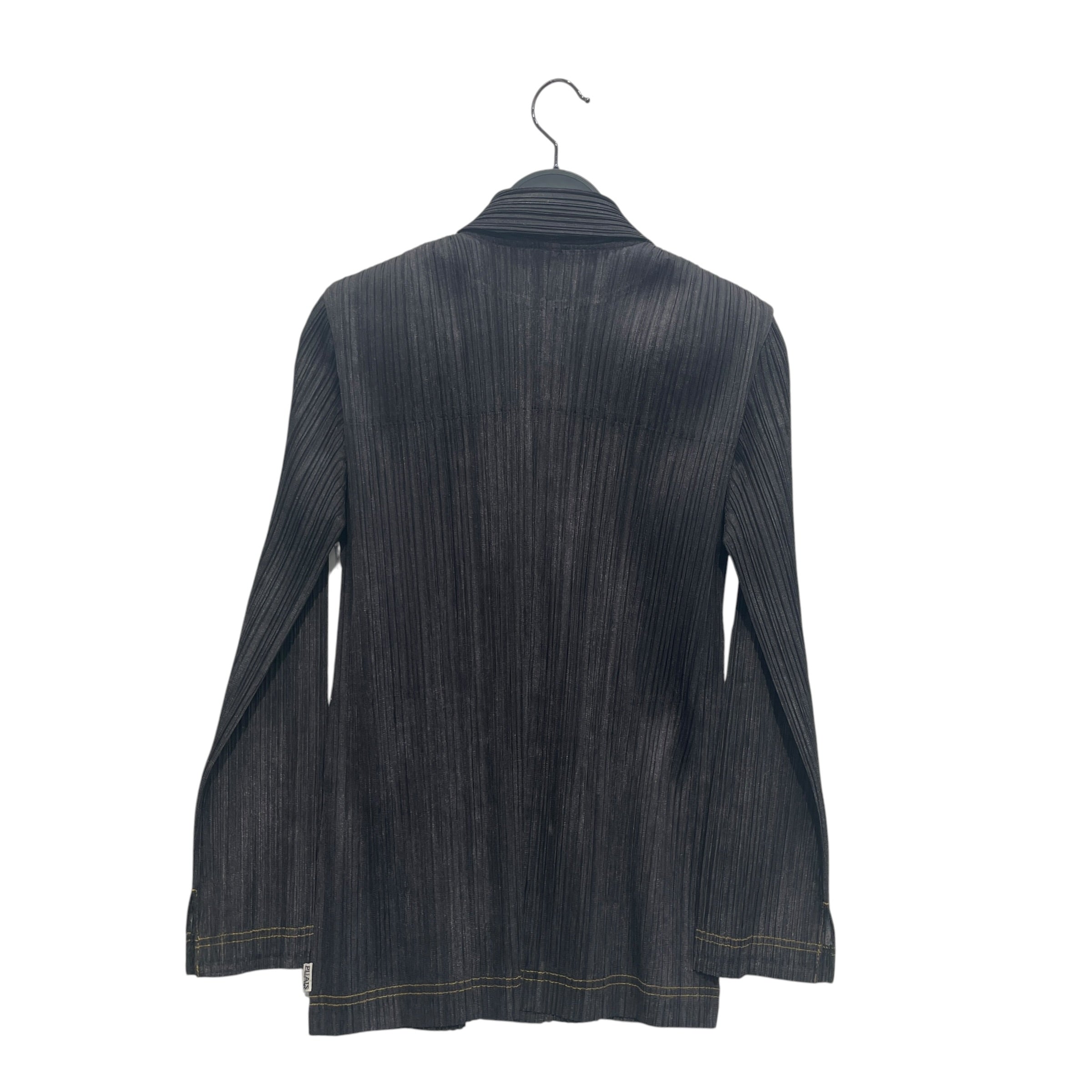 PLEATS PLEASE ISSEY MIYAKE/LS Blouse/Polyester/GRY/BROWN CONTRAST STITCH view 2