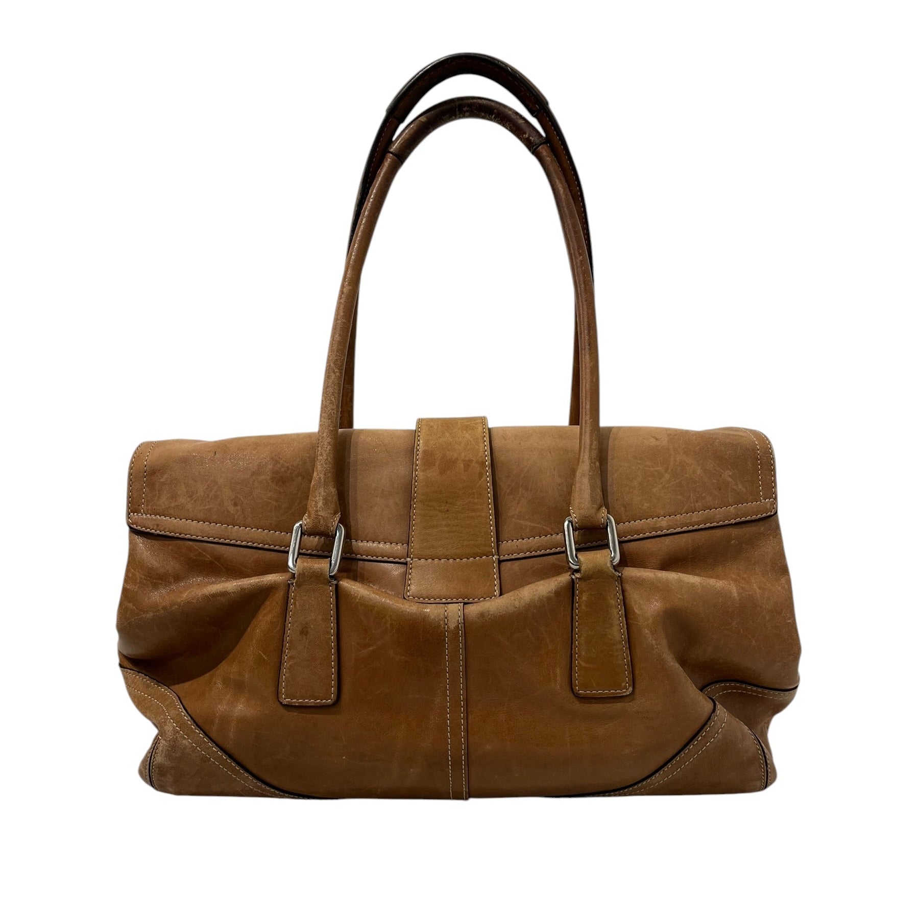 COACH/Bag/Leather/BRW/SILVER BUCKLE FOLD CLOSURE view 2